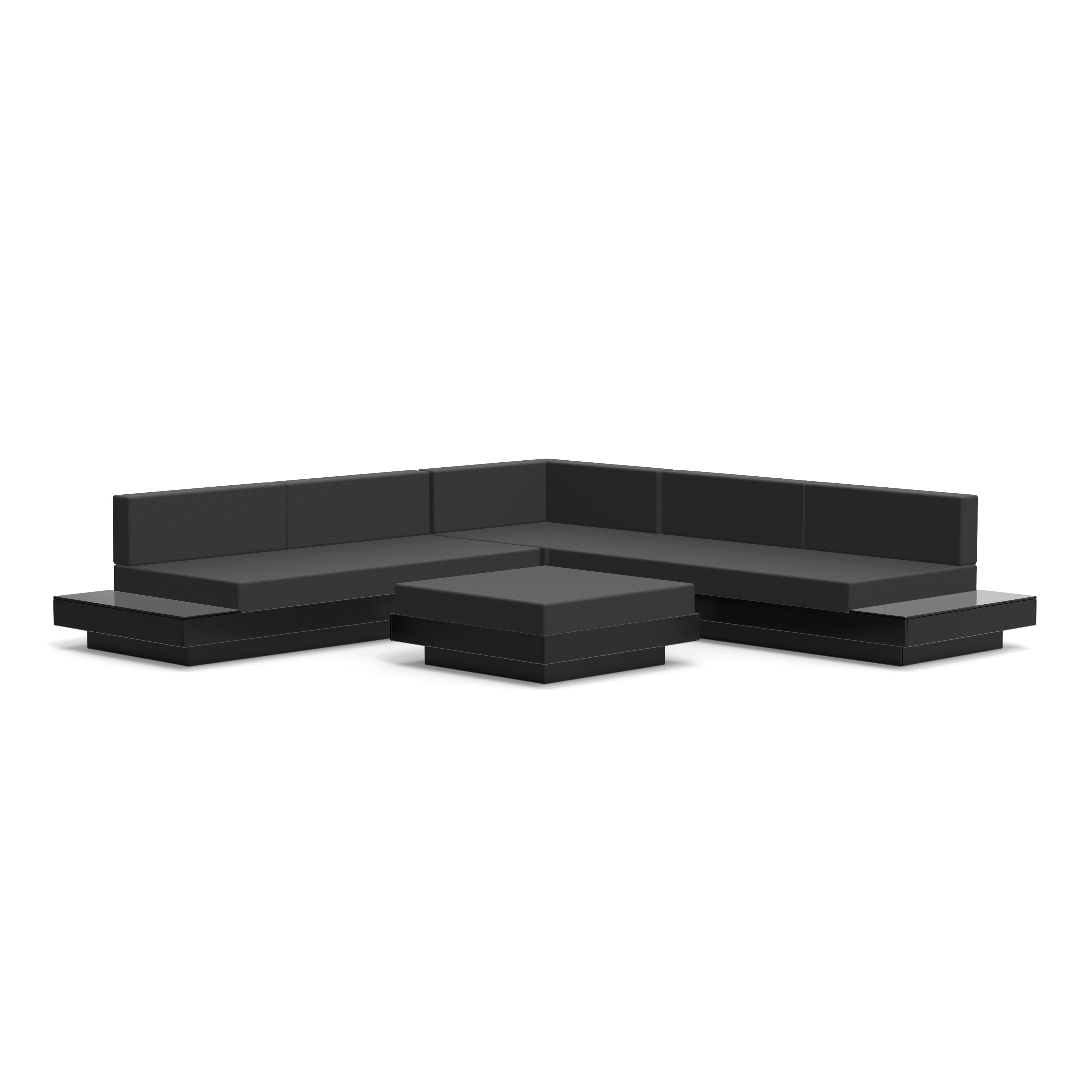Platform One Corner Sectional with Ottoman - Black; Cast Charcoal