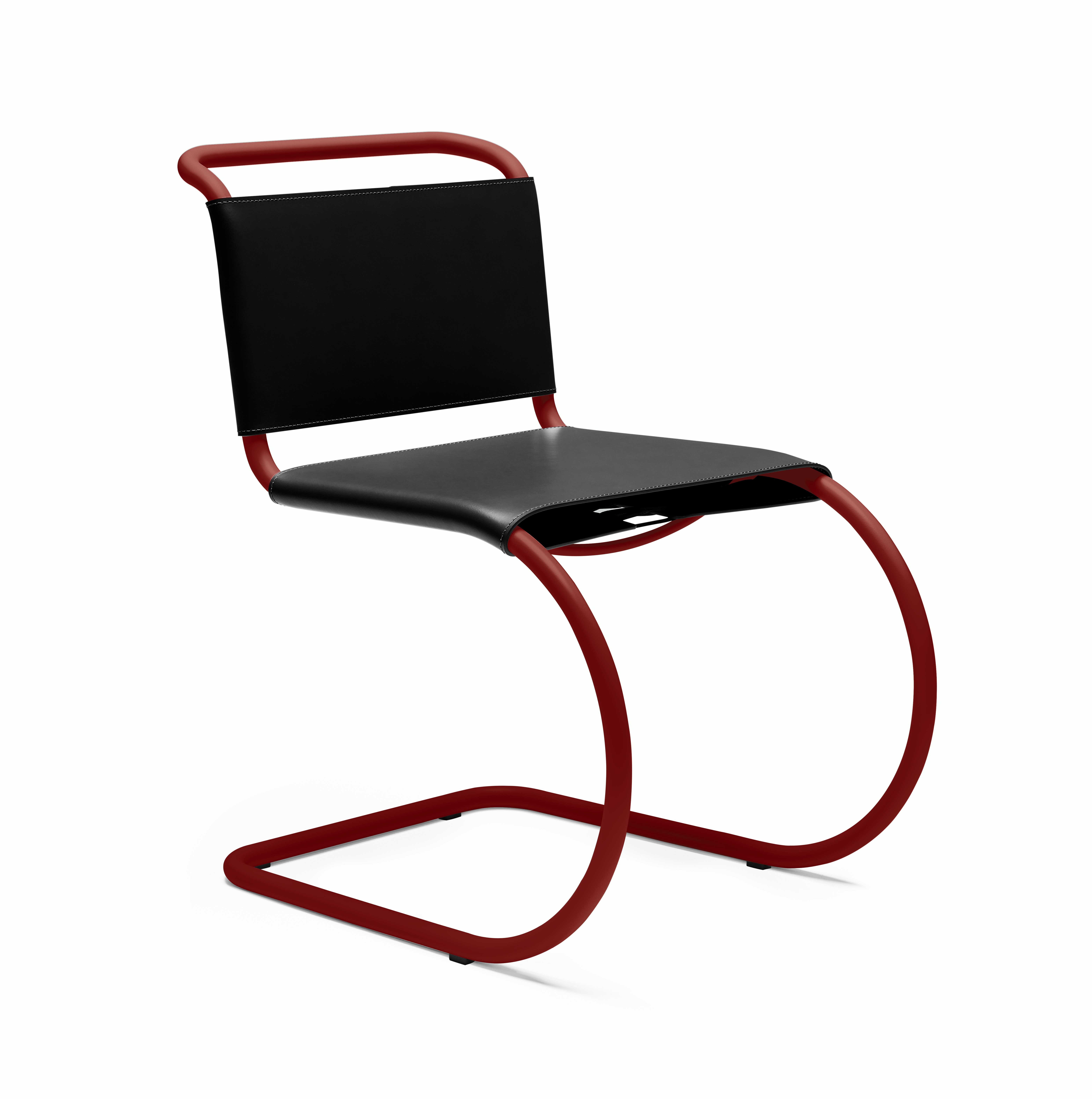 MR Side Chair - Side Chair,  Cowhide,  Black,  Dark Red