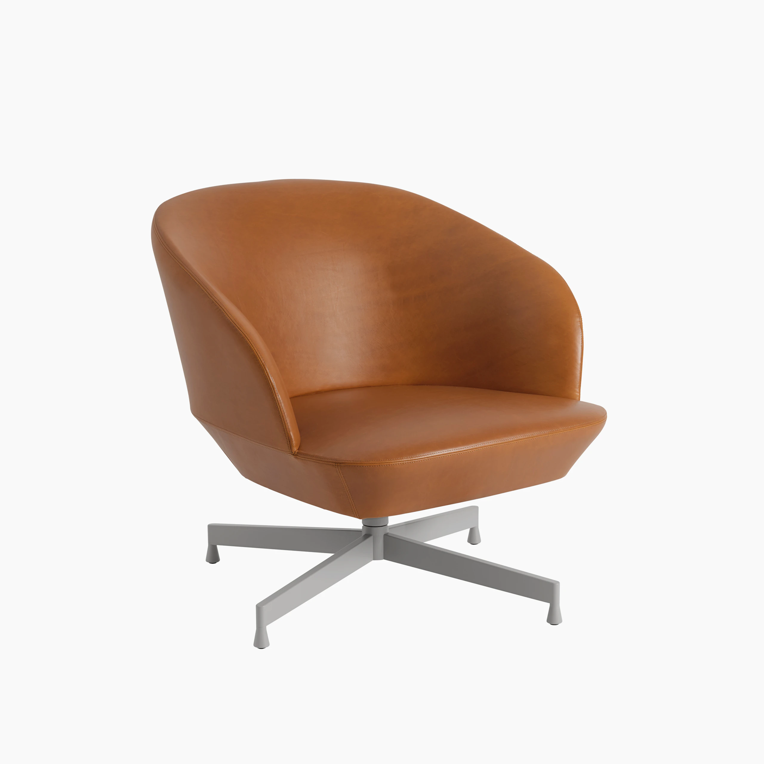 Oslo lounge chair swivel base refine leather cognac grey