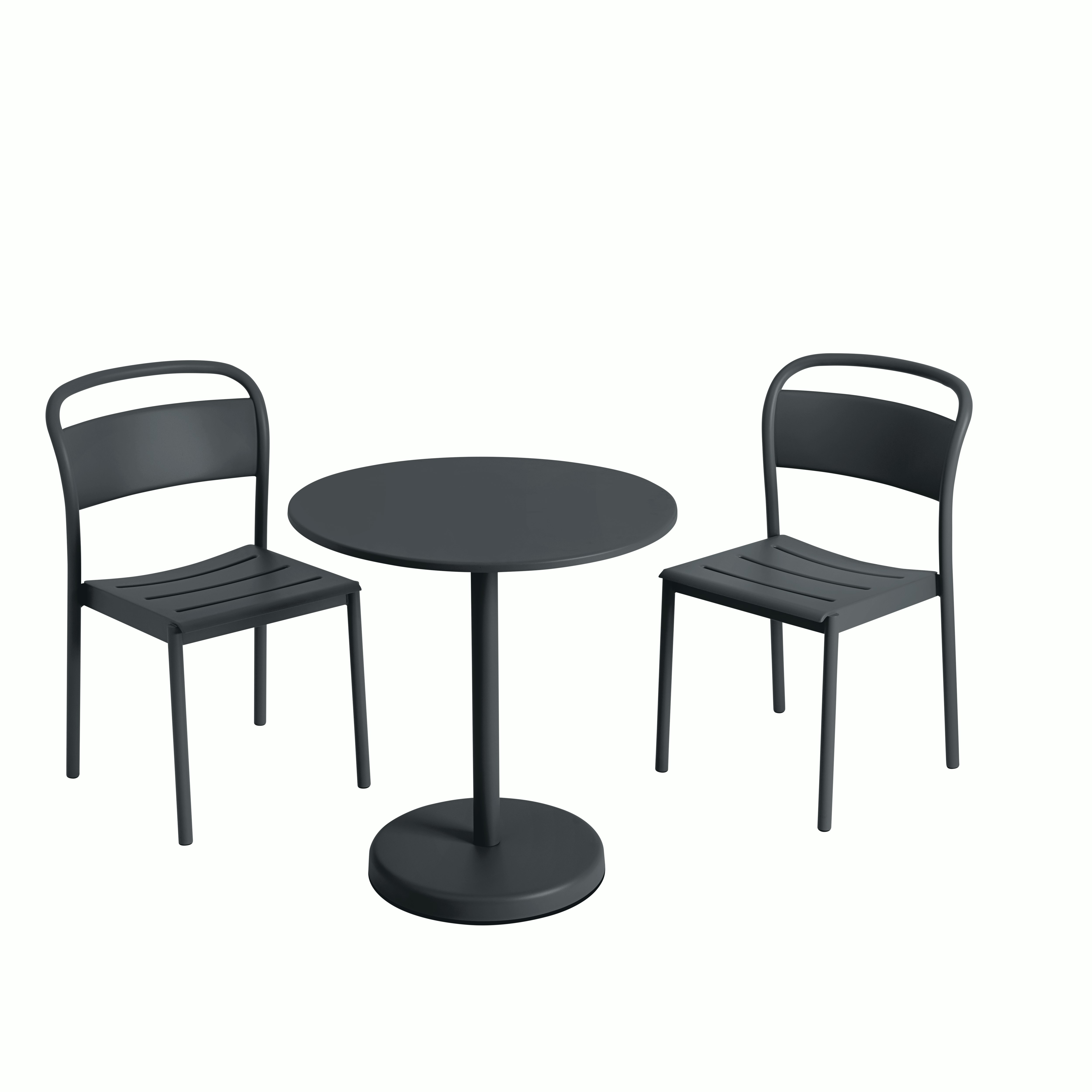 Linear Cafe Set - Round Table,  Black