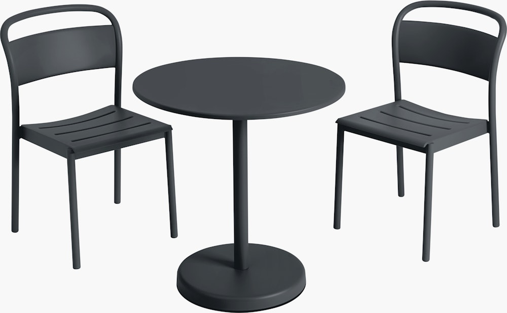 Linear Cafe Set - Round Table,  Black