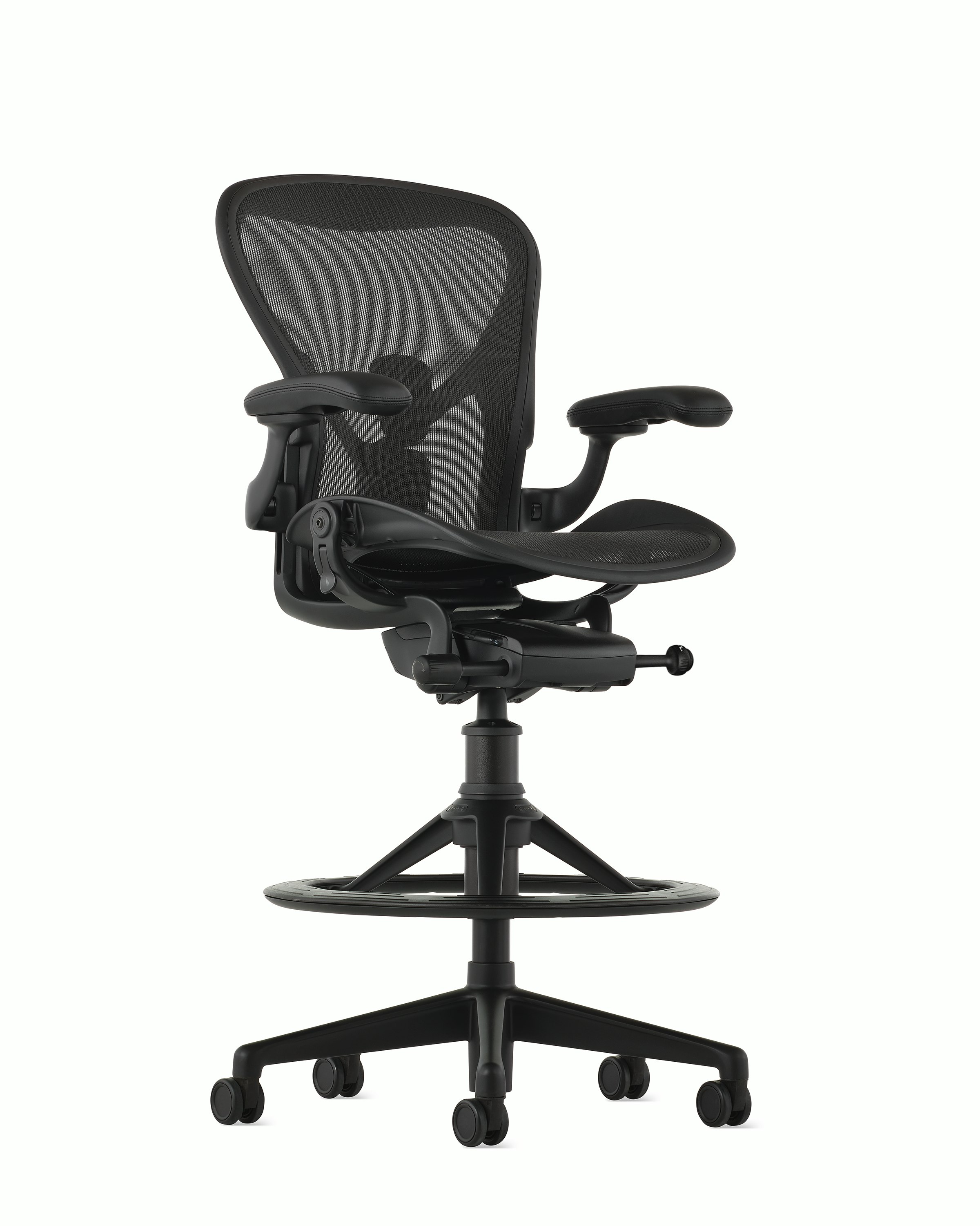 Aeron Stool in Onyx with Posturefit, Tilt Limiter and stationary arms