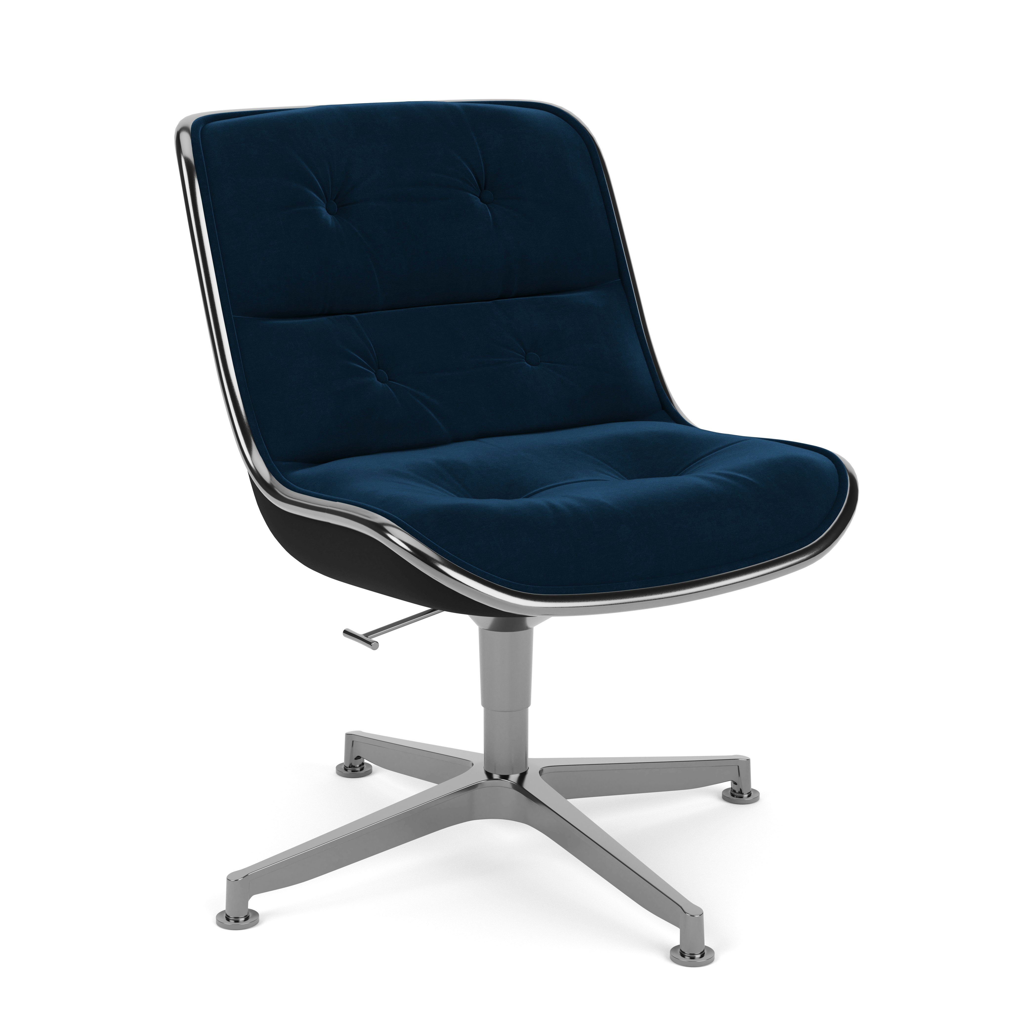 Pollock Executive Side Chair - 4 Star, Polished Aluminum, Knoll Velvet,  Aviator