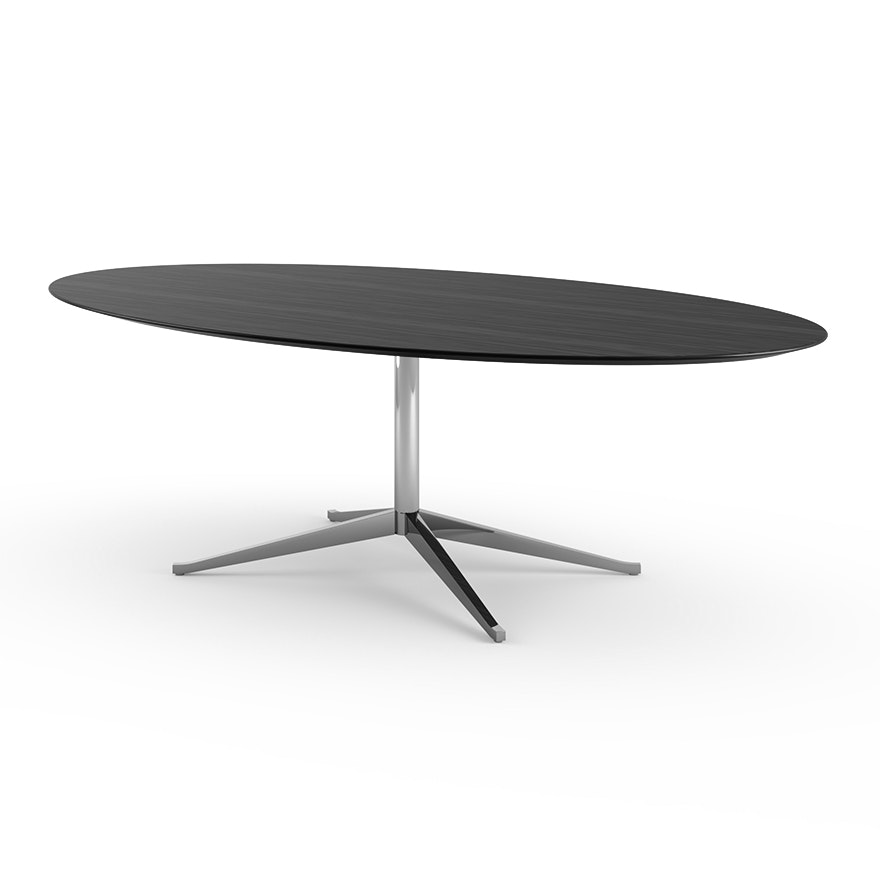 Florence Knoll Table Desk - Oval, 96", Ebonized Oak, Polished Chrome