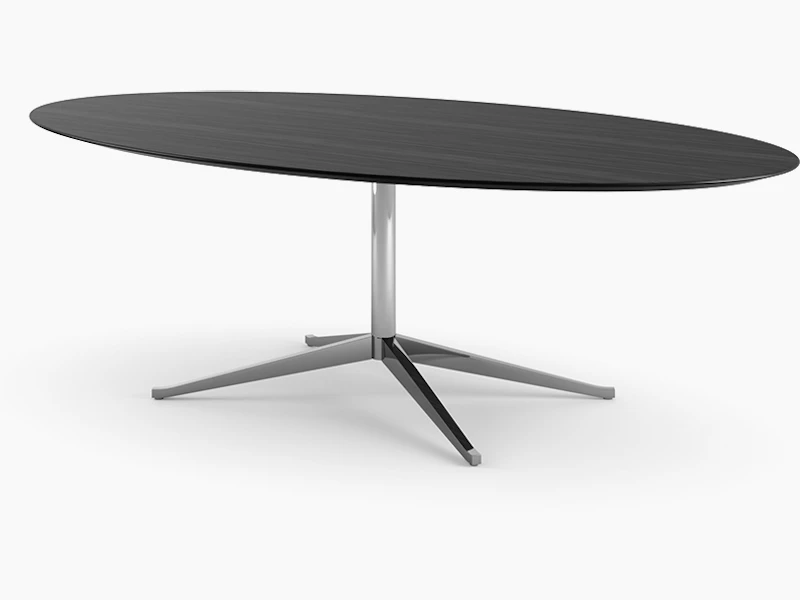 Florence Knoll Table Desk - Oval, 96", Ebonized Oak, Polished Chrome