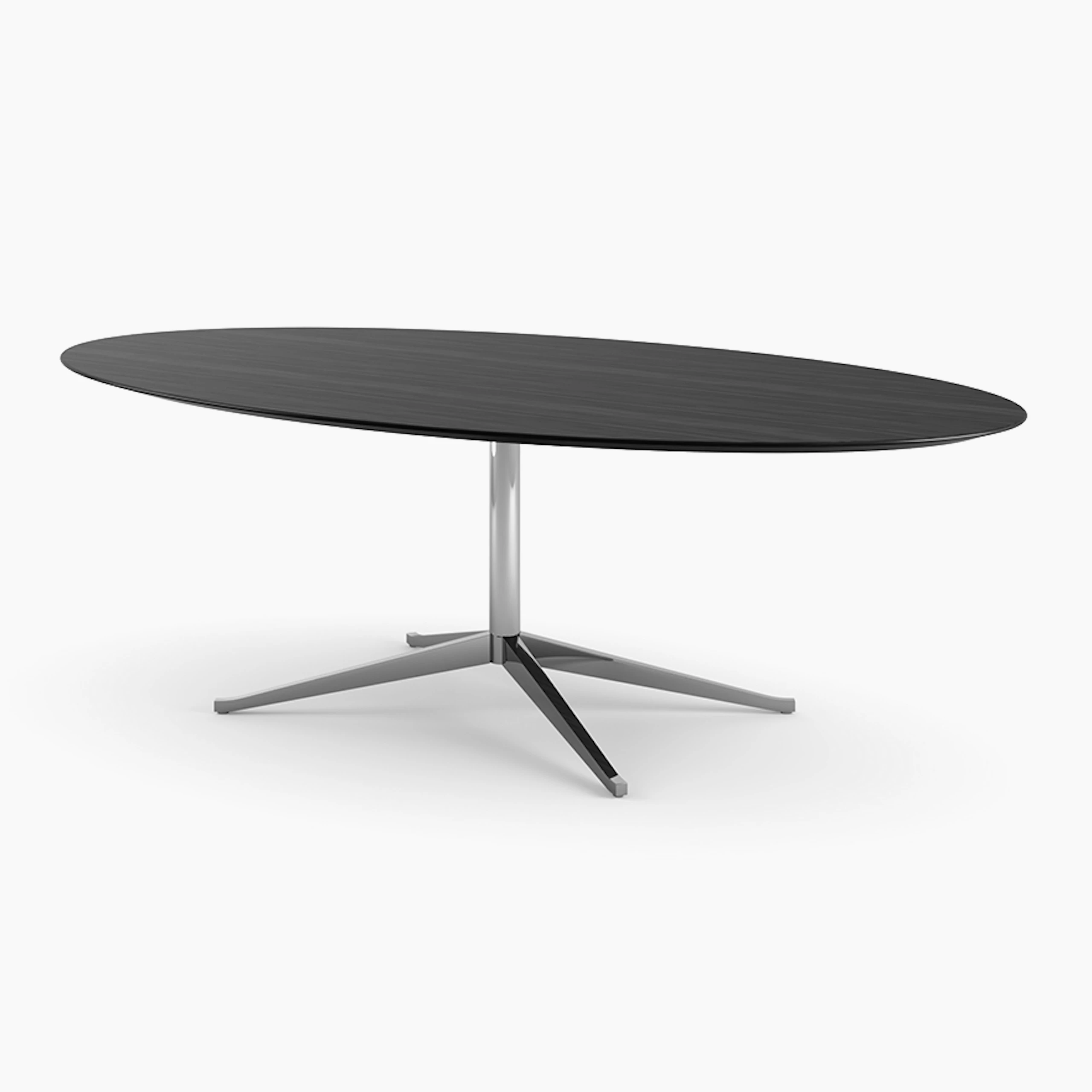 Florence Knoll Table Desk - Oval, 96", Ebonized Oak, Polished Chrome