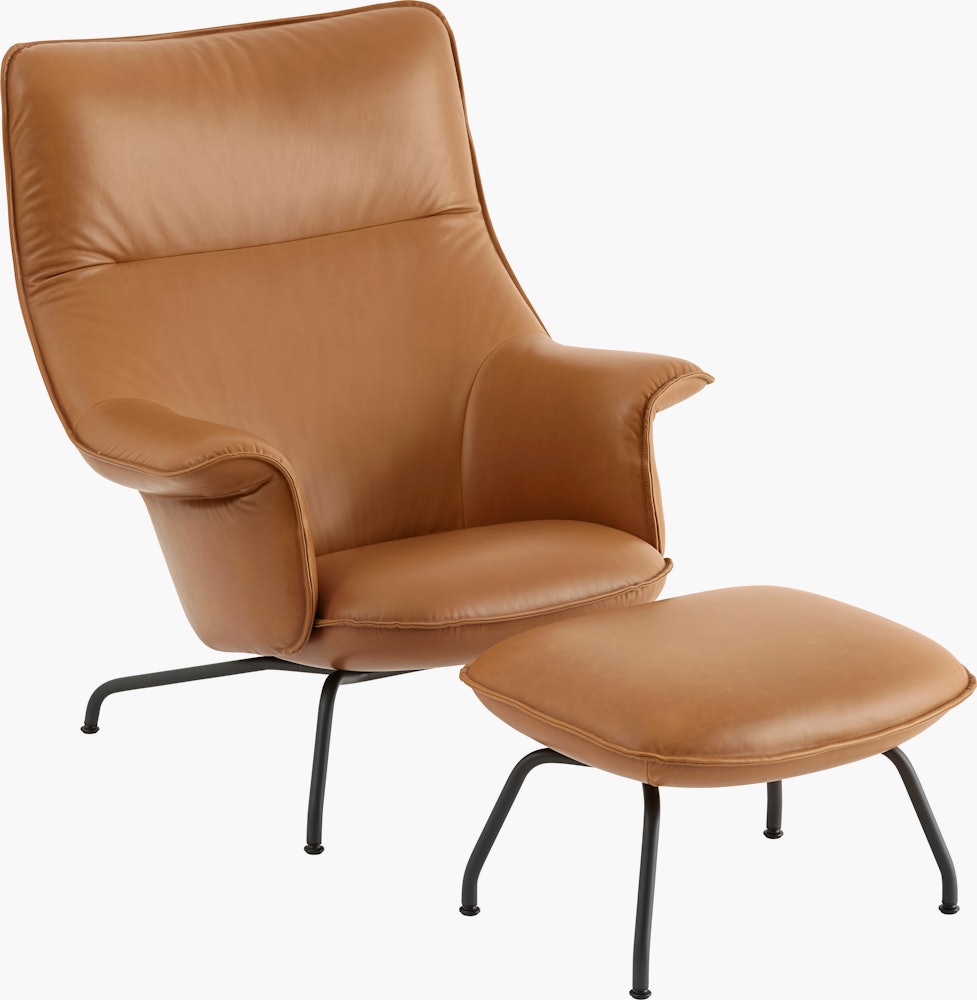 Doze lounge chair ottoman refine leather cognac anthracite black Muuto 5000x5000 hi res
