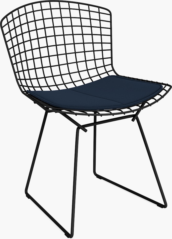 Bertoia Side Chair with Outdoor Cushion Black, Utopia, Atlantic