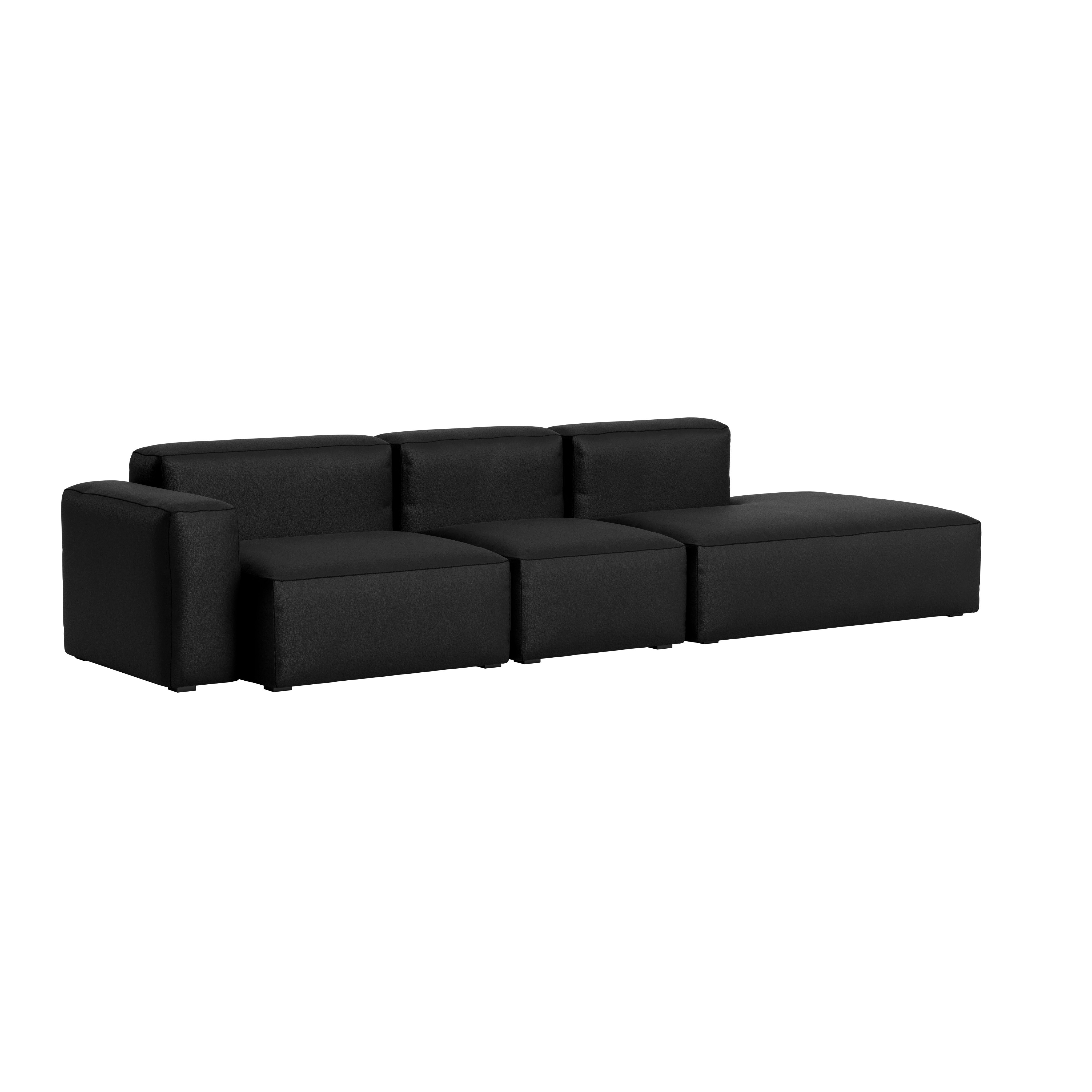 Mags SL One-Arm 3-Seat Sofa - Left, Prone Leather, 006 Obsidian