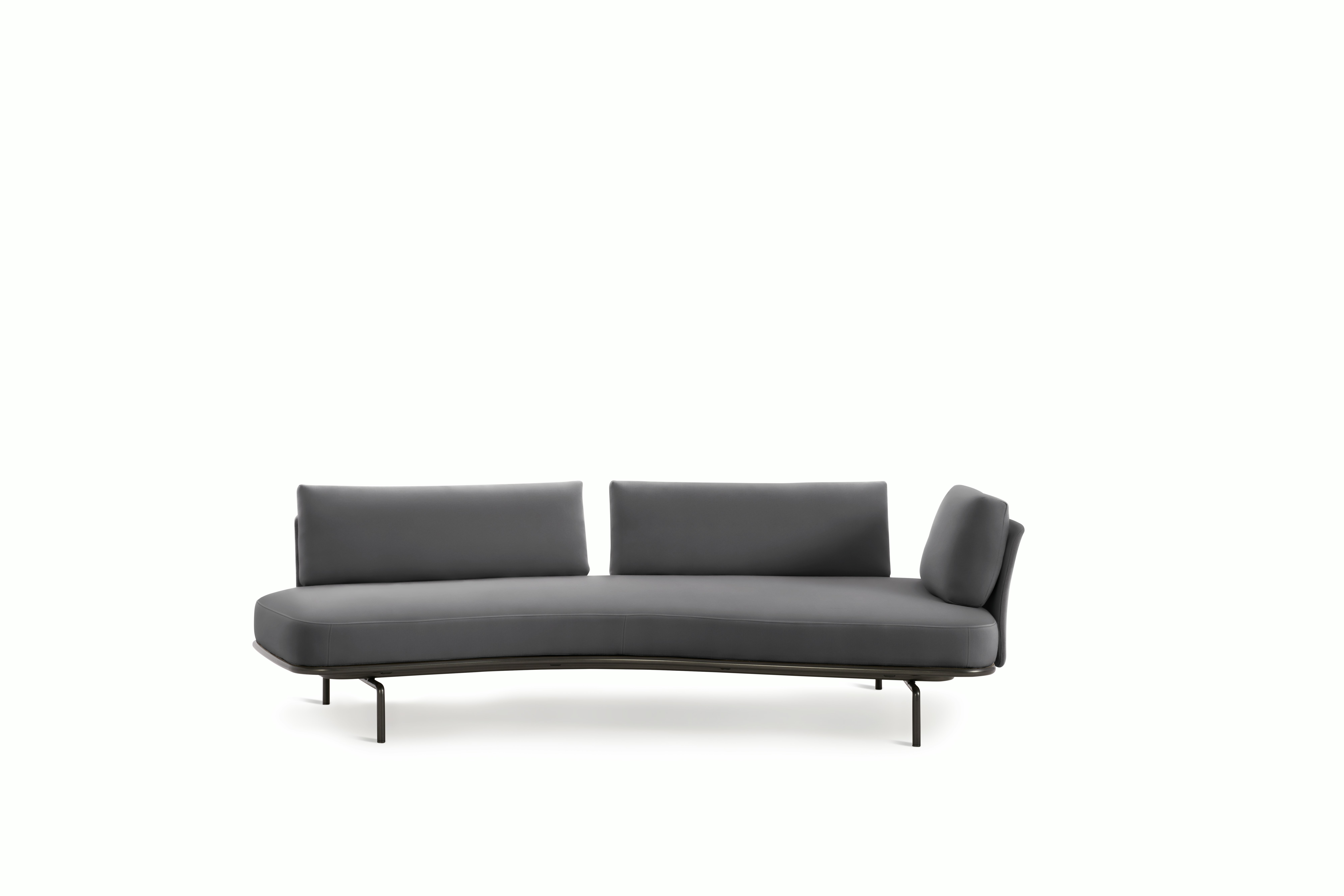Panoramic Sofa - Left,  Small / Double Large,  Ultrasuede,  Flannel,  Charcoal