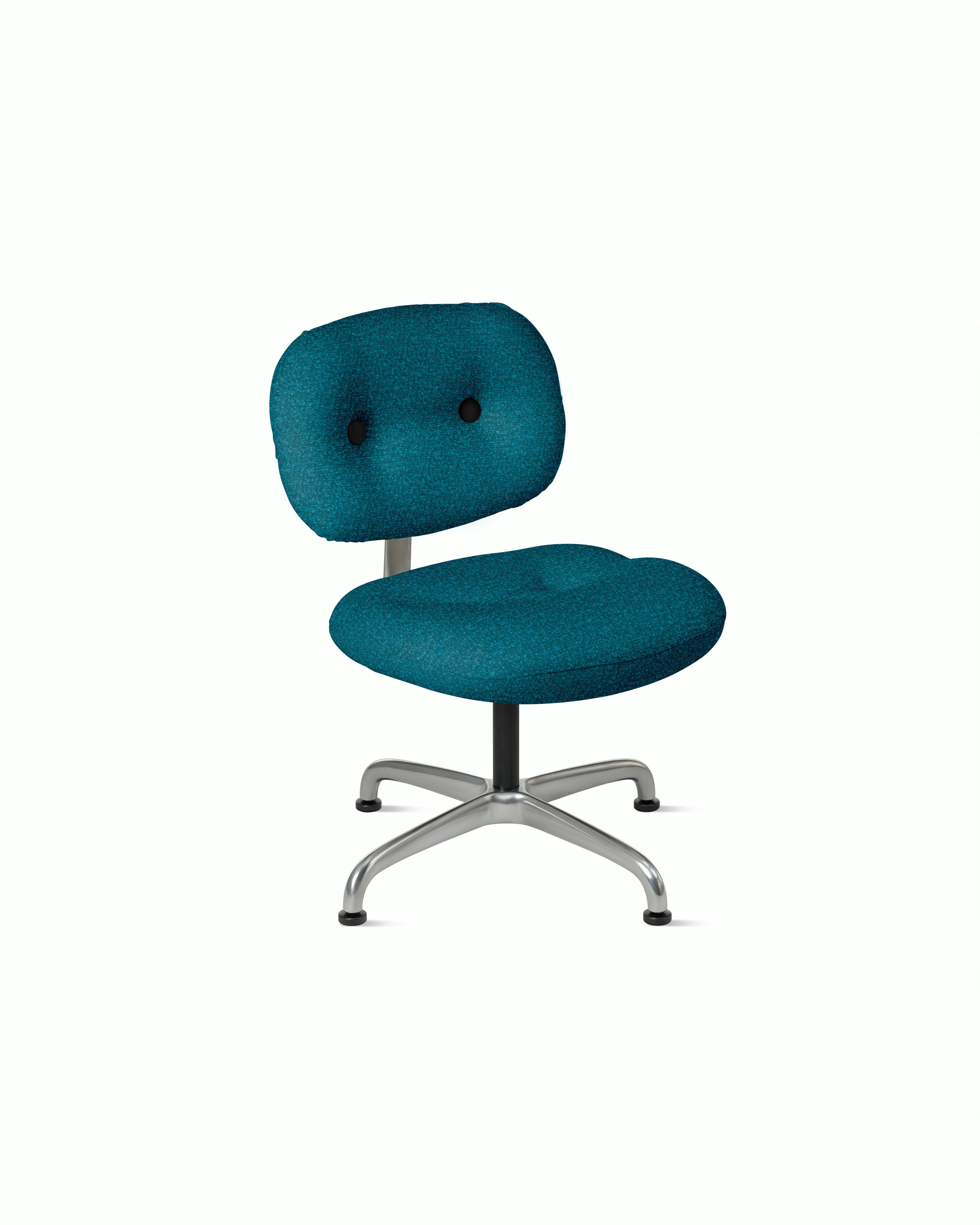 Morrison Hannah Occasional Chair - Without Arms,  Knoll Boucle,  Aegean,  Half Polished Aluminum,  Glides FSC Certified