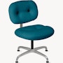 Morrison Hannah Occasional Chair - Without Arms,  Knoll Boucle,  Aegean,  Half Polished Aluminum,  Glides FSC Certified