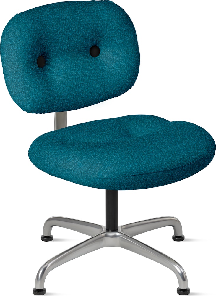 Morrison Hannah Occasional Chair - Without Arms,  Knoll Boucle,  Aegean,  Half Polished Aluminum,  Glides FSC Certified