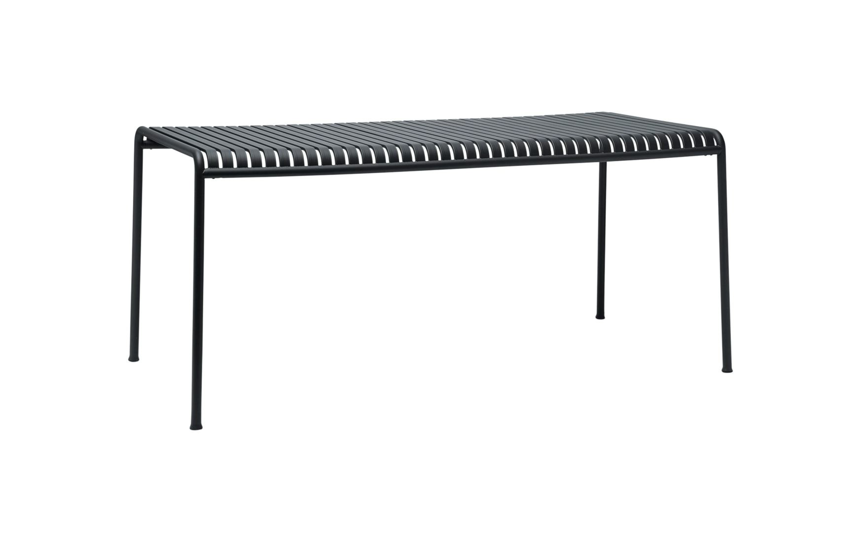 A Palissade Dining Table in dark grey.