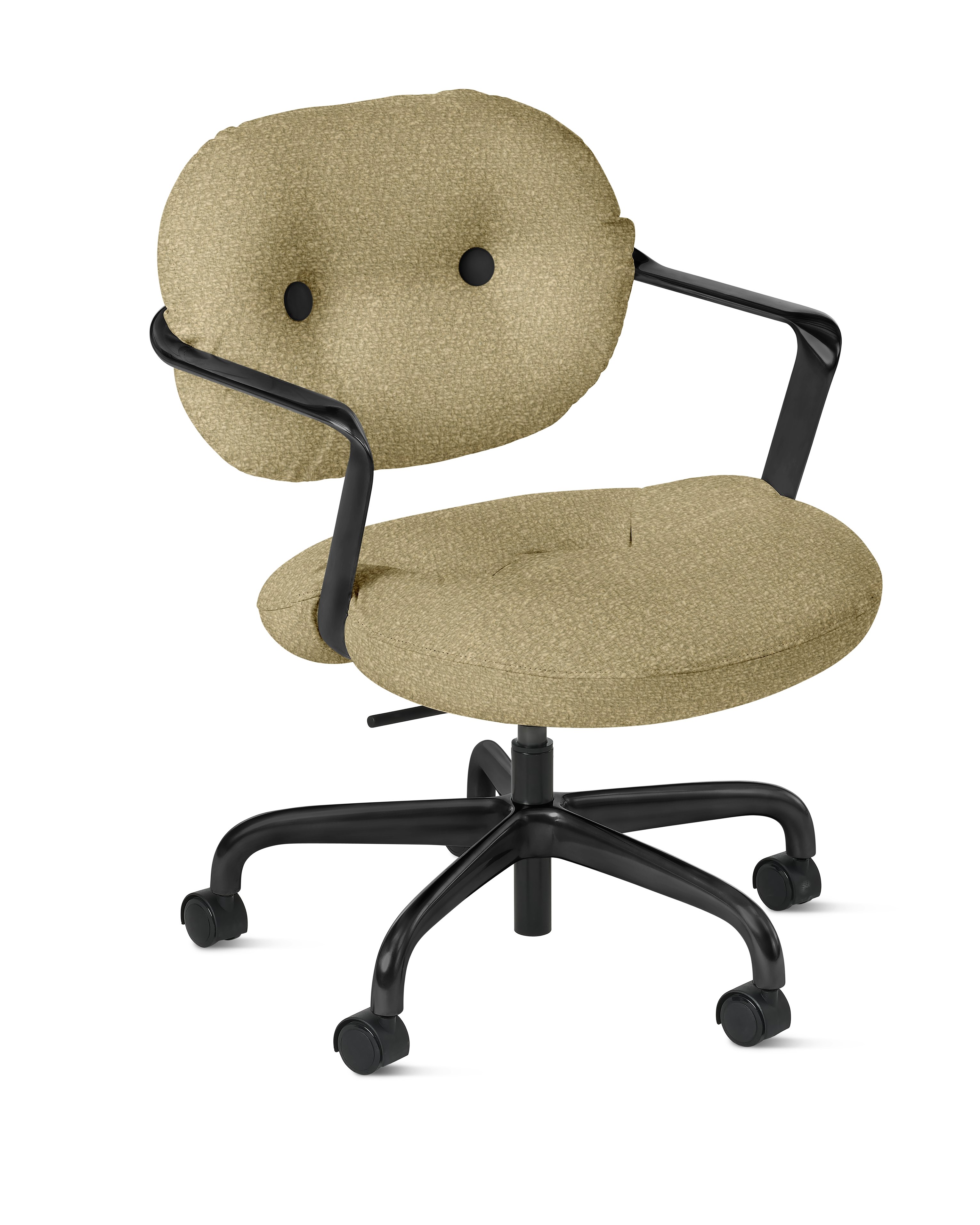 Morrison Hannah Task Chair - With Arms,  Knoll Boucle,  Flax,  Black,  Soft Caster FSC Certified