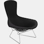Bertoia Bird Lounge Chair, Polished Chrome, Full Cover, Hourglass, Caviar