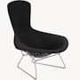 Bertoia Bird Lounge Chair, Polished Chrome, Full Cover, Hourglass, Caviar
