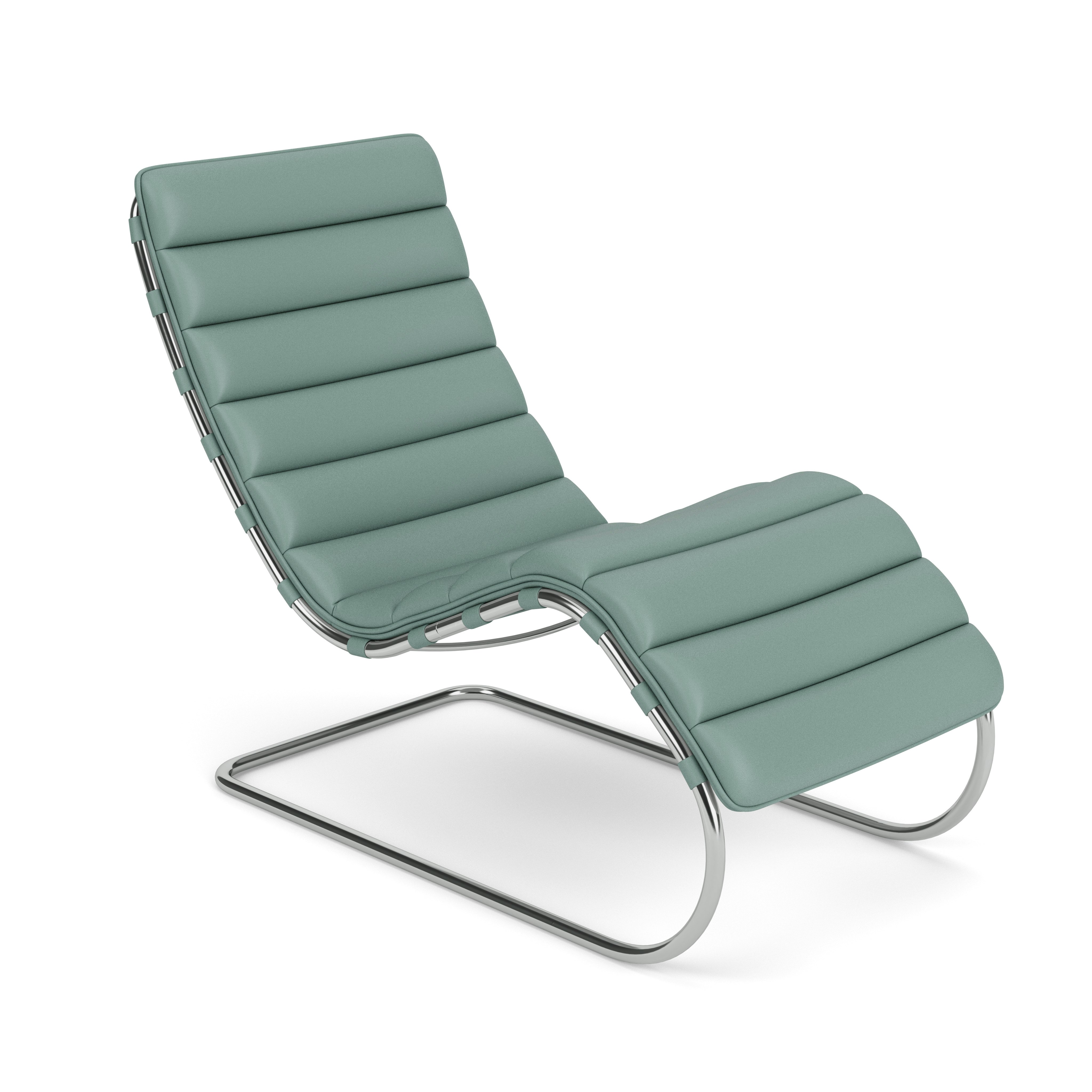 MR Chaise - Acqua Leather, Saratoga Passage, Polished Chrome