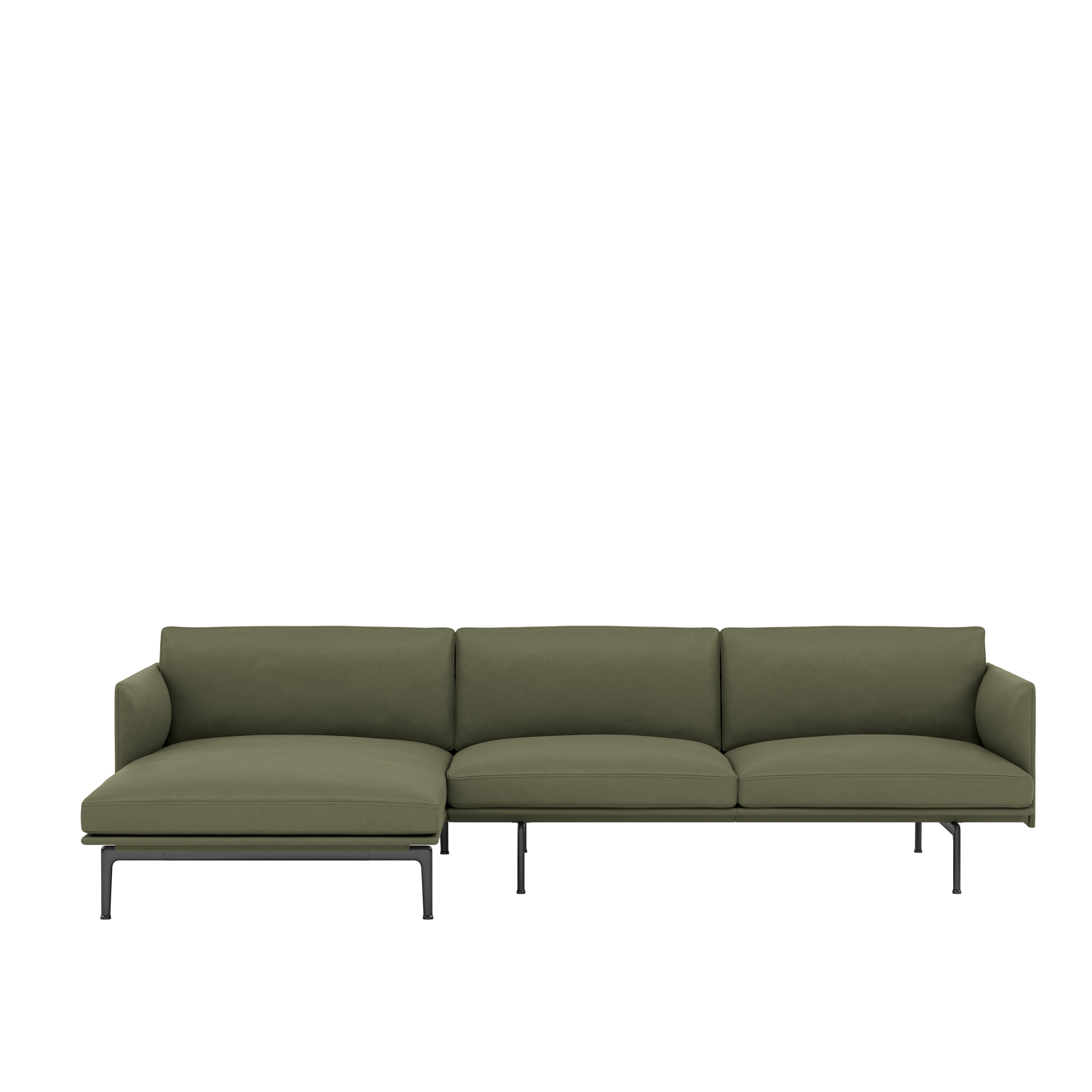 Outline Chaise Lounge,  Left\BASE: Black\LEATHER: Easy Leather (R)\COL: Birch