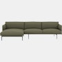 Outline Chaise Lounge,  Left\BASE: Black\LEATHER: Easy Leather (R)\COL: Birch