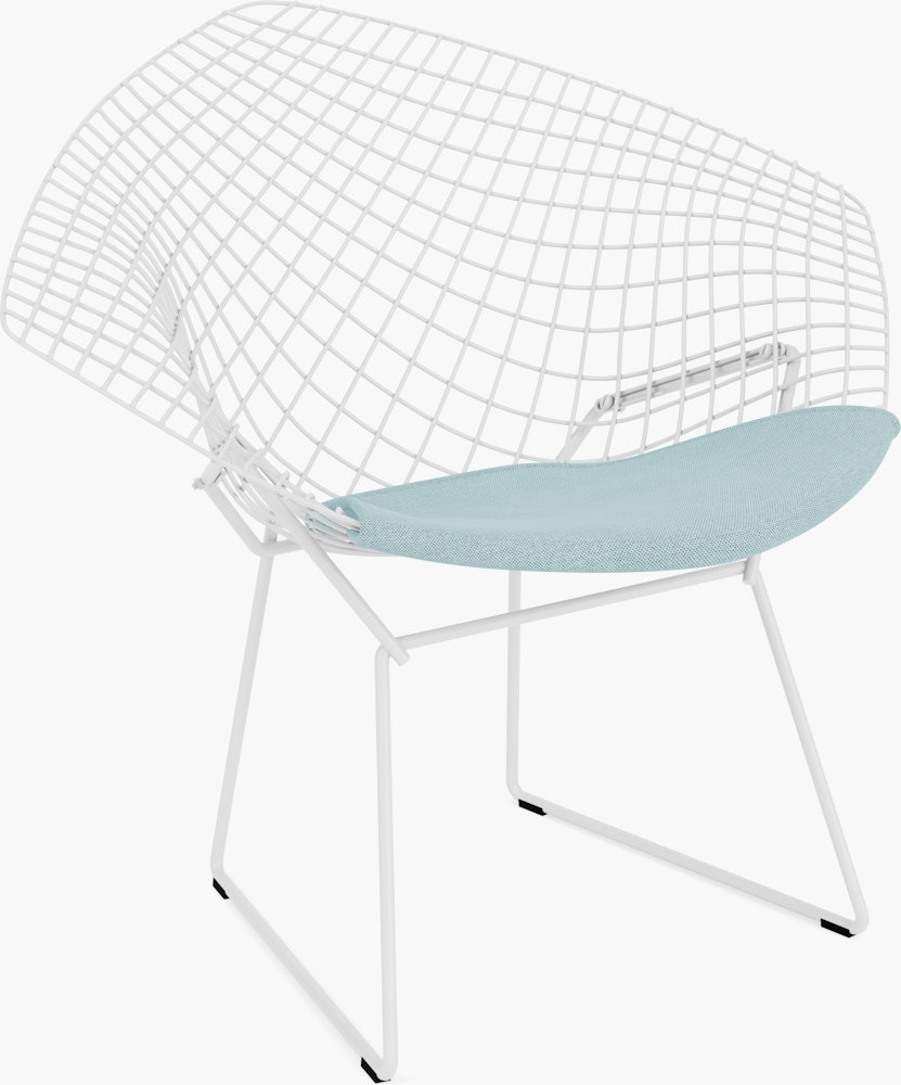 Bertoia Diamond Chair, White, Seat Pad, Crossroad, Cabana