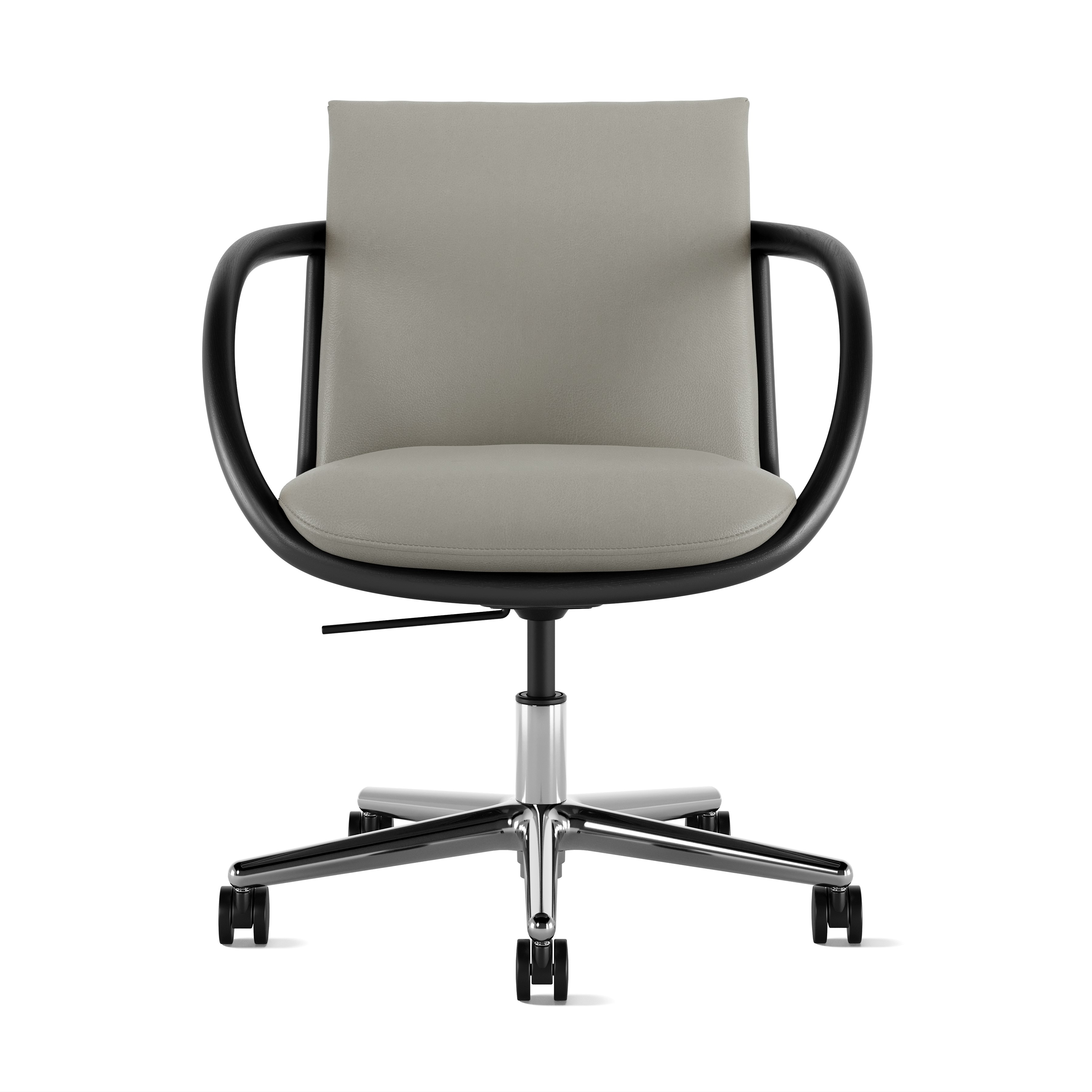 Full Loop Task Chair - Prone Leather Script,  Ebony,  Polished Aluminum