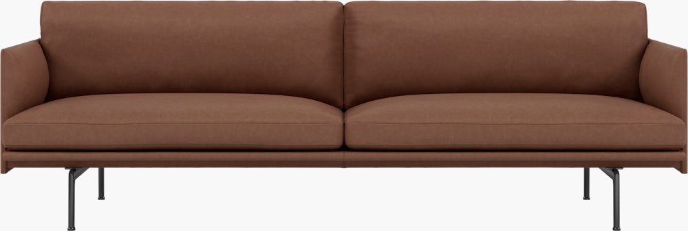 Outline Sofa, 3-Seater,  Black,  Easy Leather , Ecureil