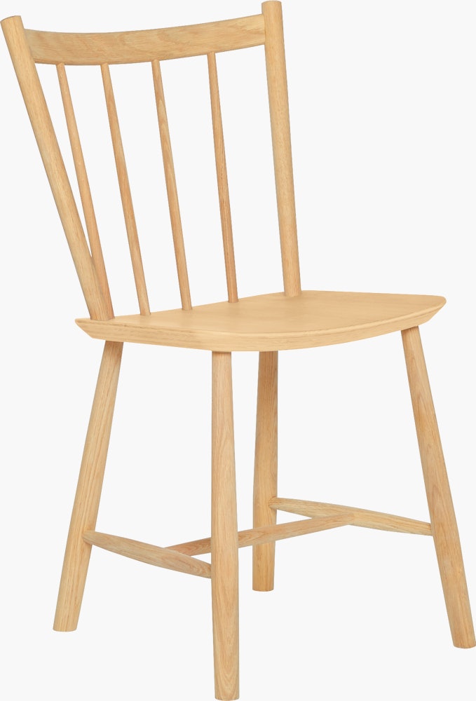 An oak J 41 Side Chair viewed from an angle