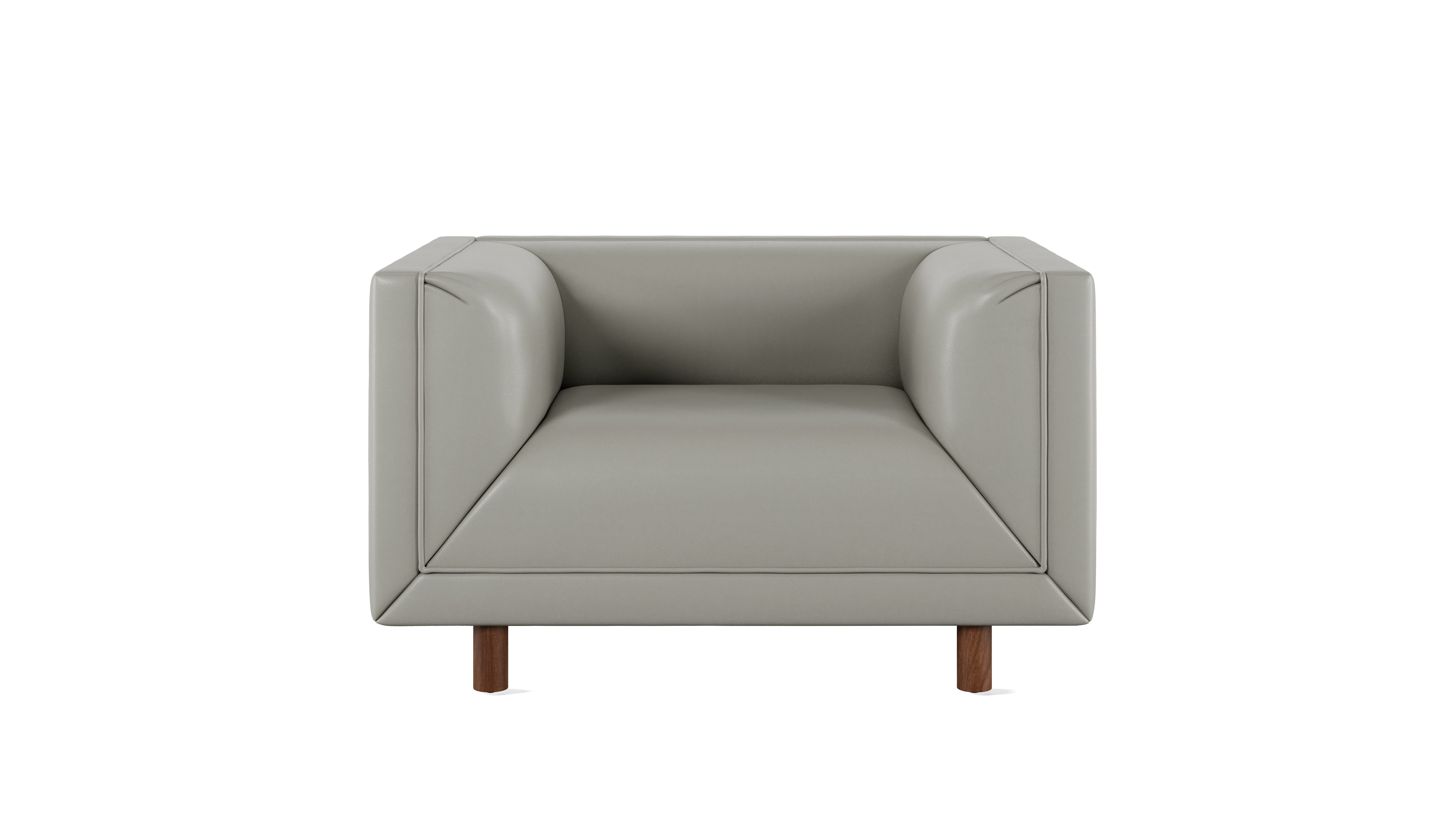 Rolled Arm Club Chair - Prone Leather,  Script,  Walnut