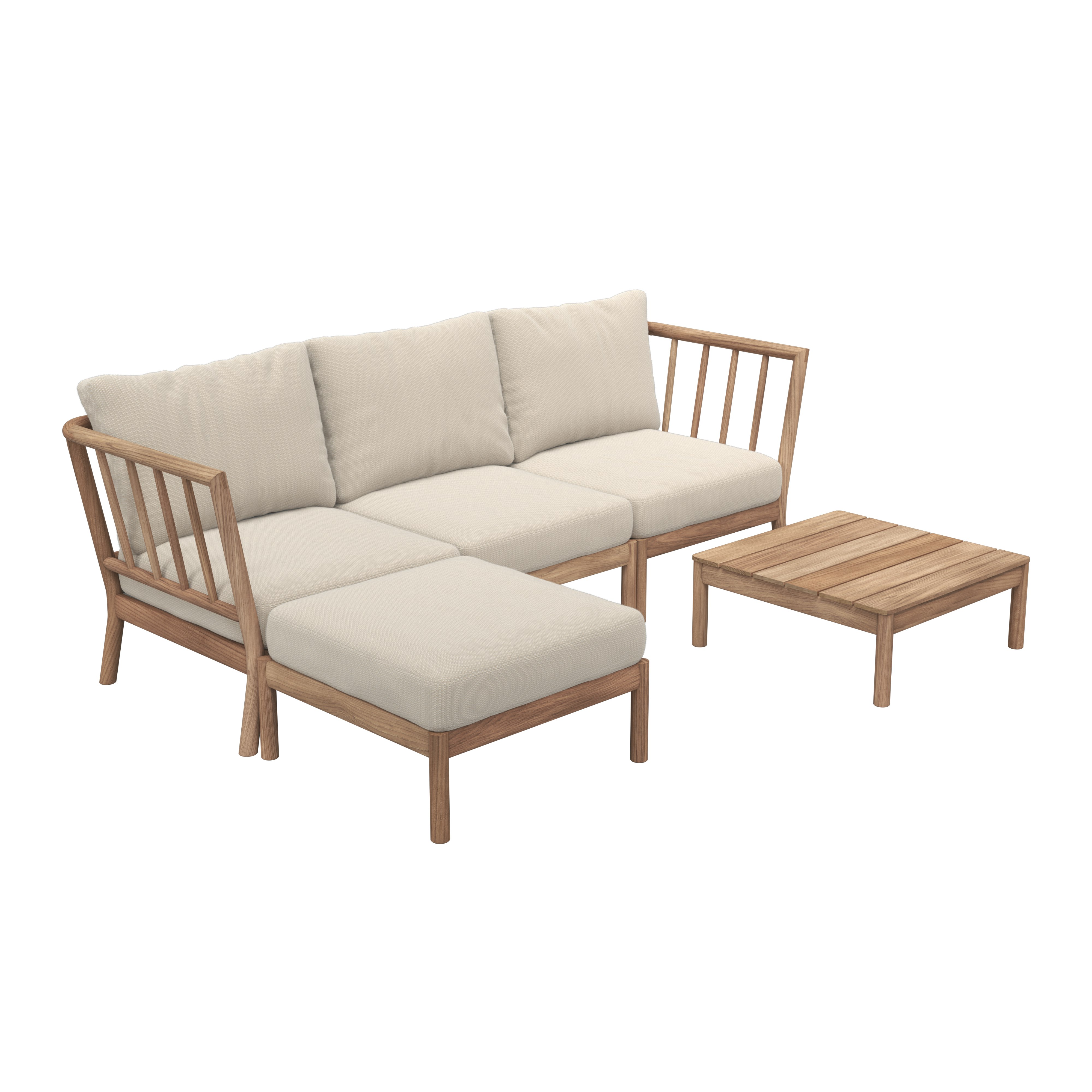 Tradition Outdoor Chaise Sectional with Table - Light Sand