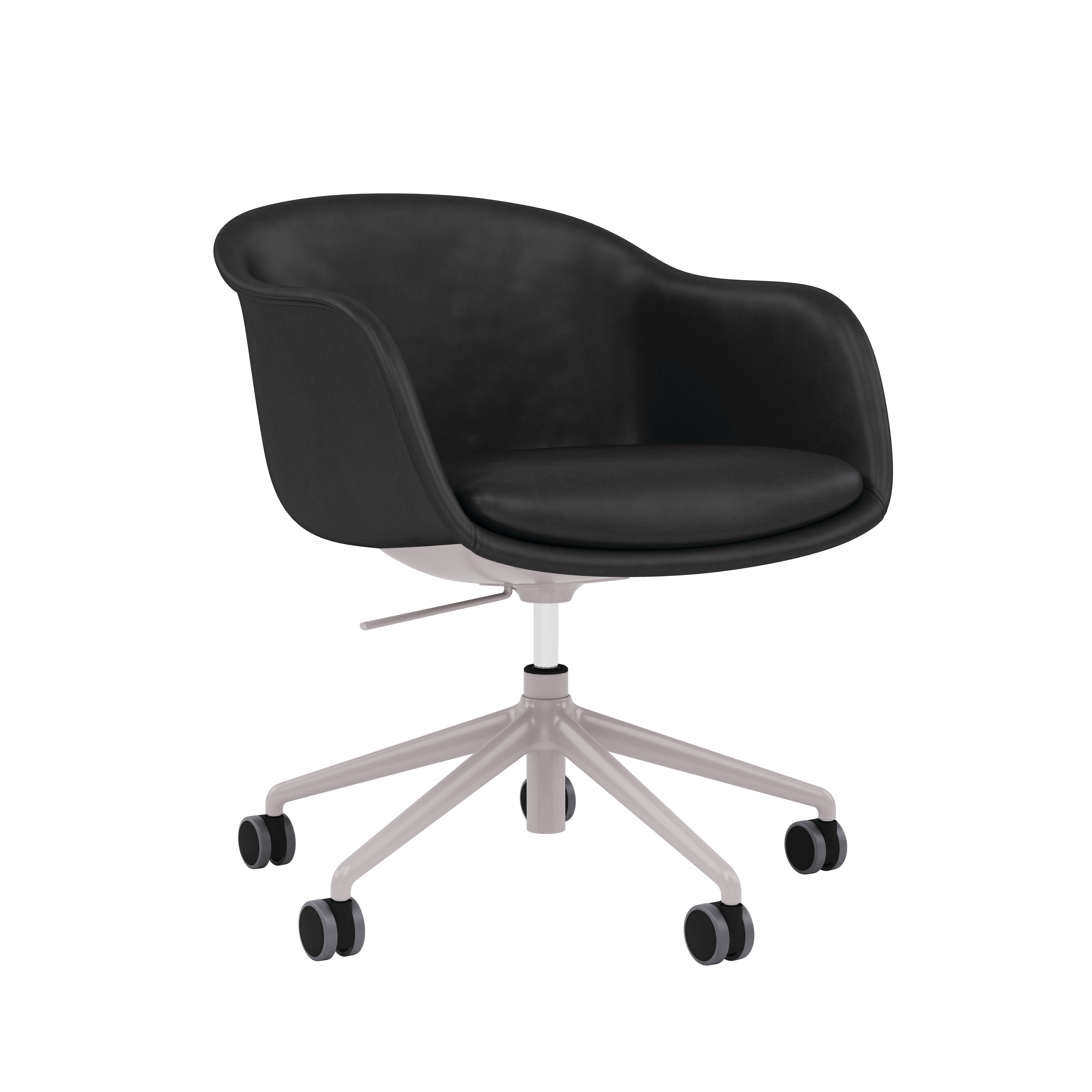 Fiber Conference Chair - Armchair,  Refine Leather,  Black,  Aluminum Tube