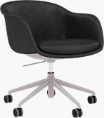 Fiber Conference Chair - Armchair,  Refine Leather,  Black,  Aluminum Tube