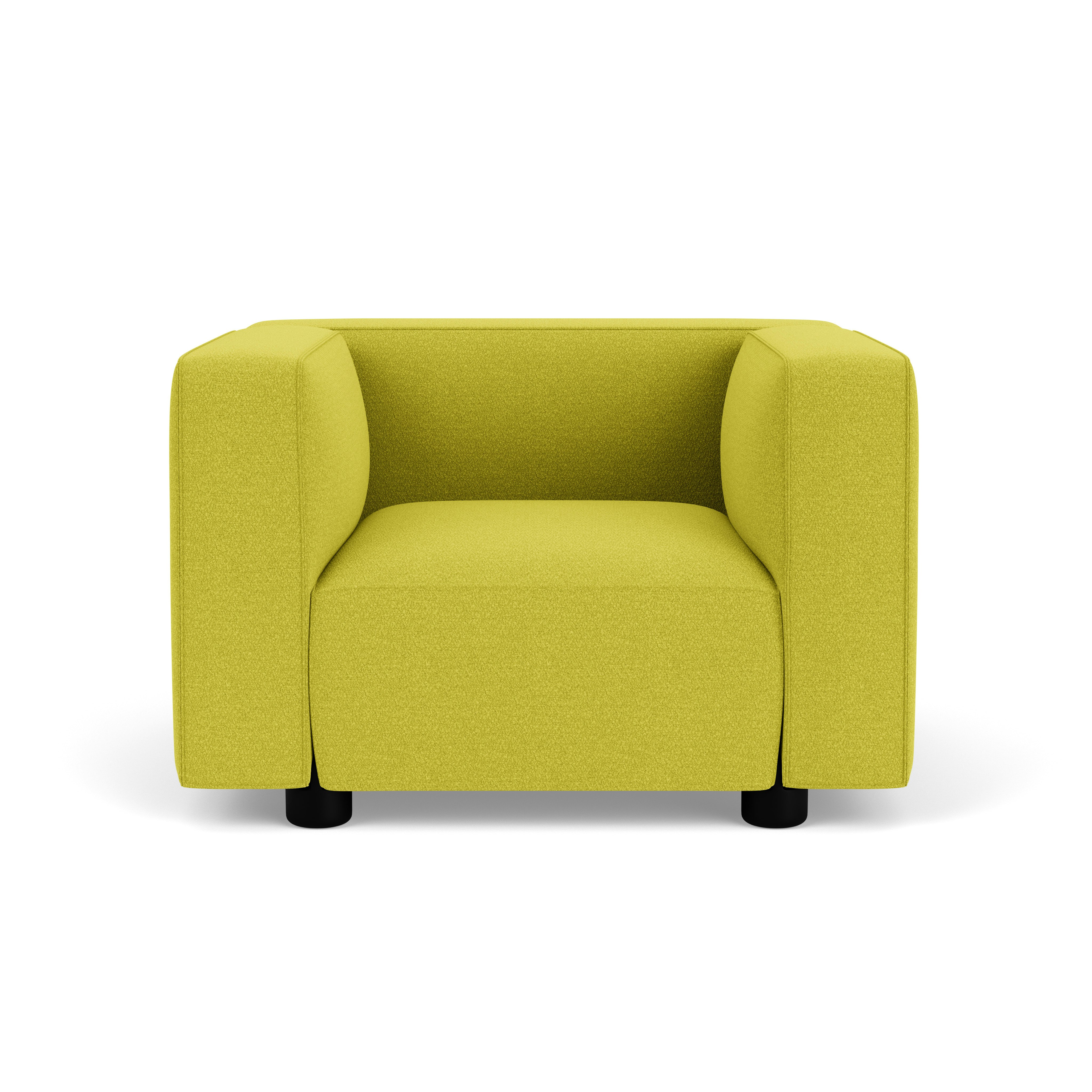 Barber Osgerby Armchair -  Black Lacquer, Classic Boucle, Chartreuse