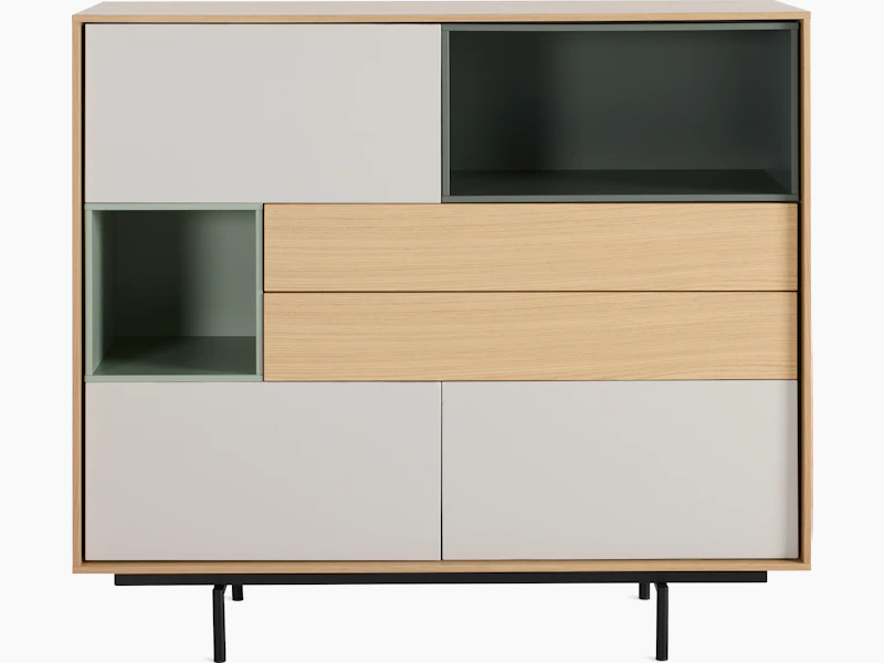 Aura Cabinet - Oak, Moss/Green