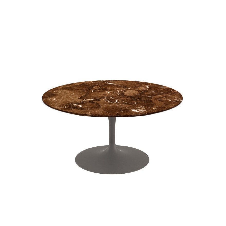 Saarinen Coffee Table - 35",  Round,  Satin Coated Marble,  Espresso,  Grey"