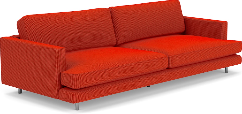 D'Urso Sofa - Cato, Fire Red, Polished Chrome