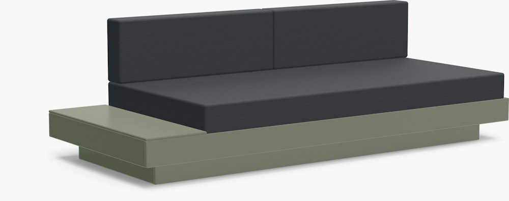 Platform One Sofa with One Table,  Sage Frame,  Charcoal Cushions