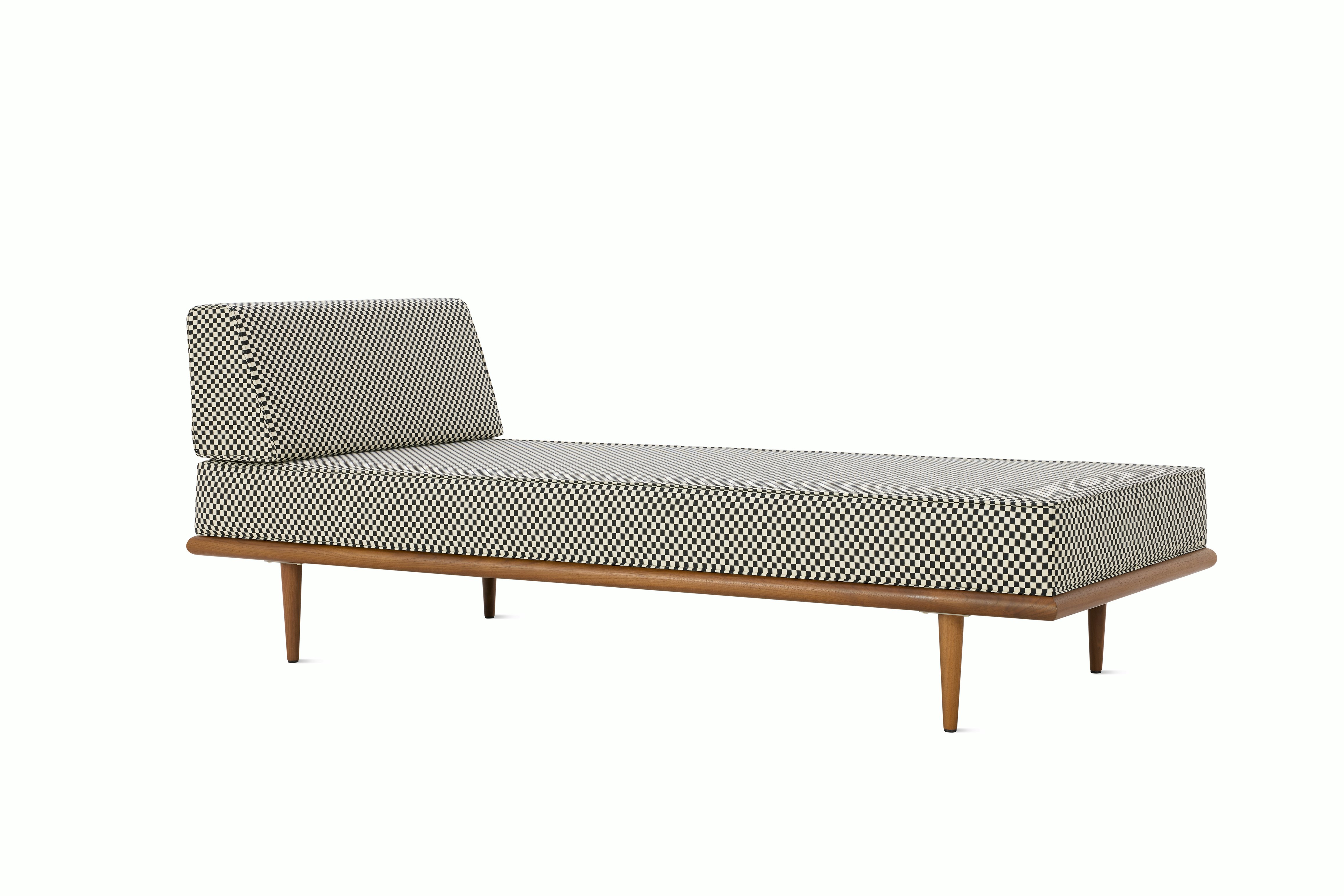 Nelson Daybed - Side Bolster,  Walnut,  Checker,  Black / White,  Taper