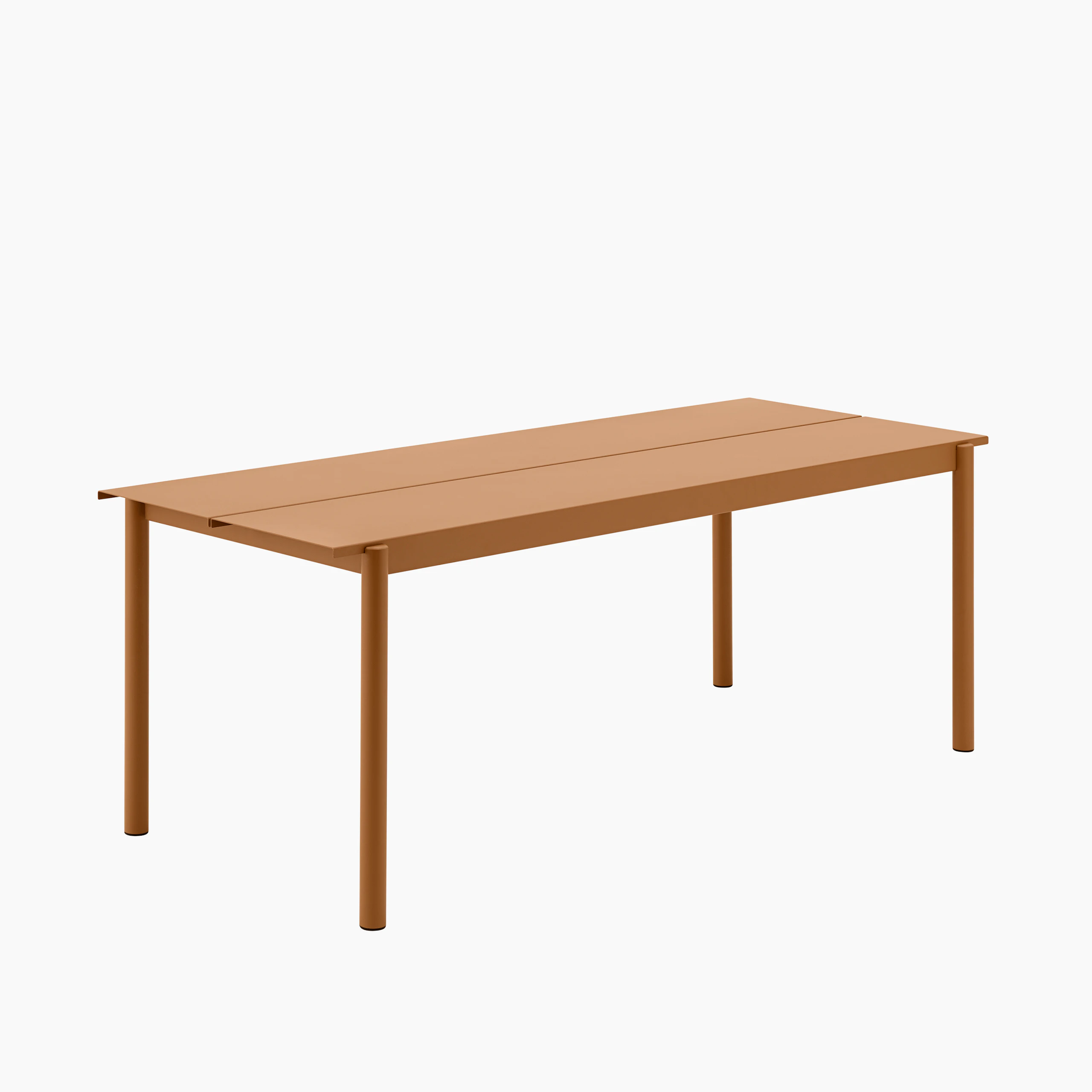 Linear steel outdoor table 200 burnt orange Muuto