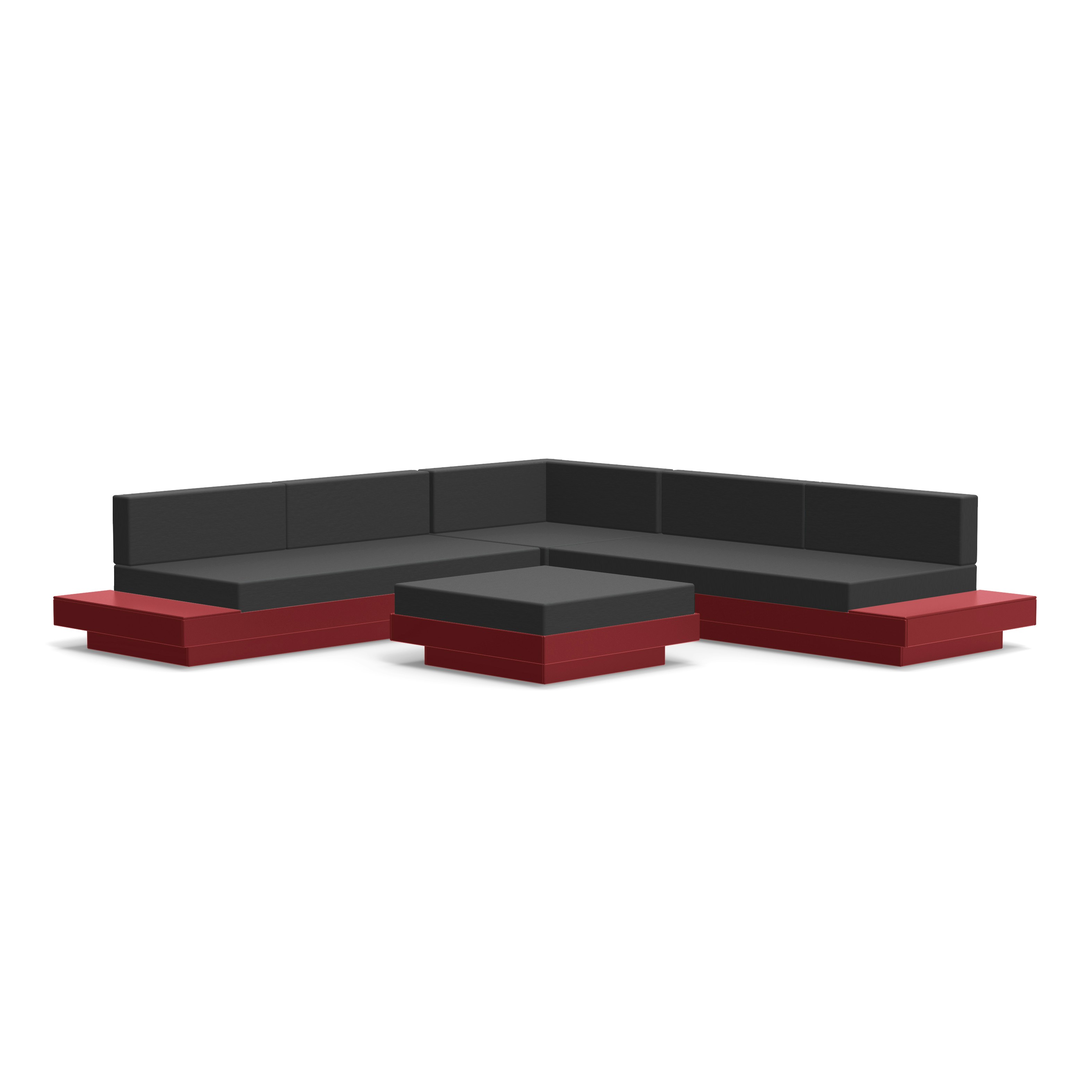 Platform One Corner Sectional with Ottoman - Chili,  Cast Charcoal