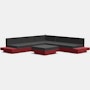 Platform One Corner Sectional with Ottoman - Chili,  Cast Charcoal