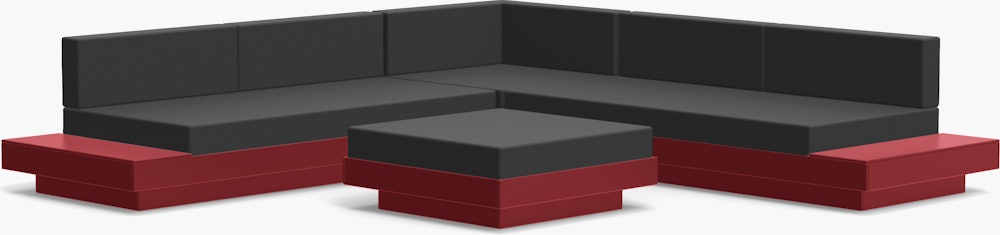 Platform One Corner Sectional with Ottoman - Chili,  Cast Charcoal