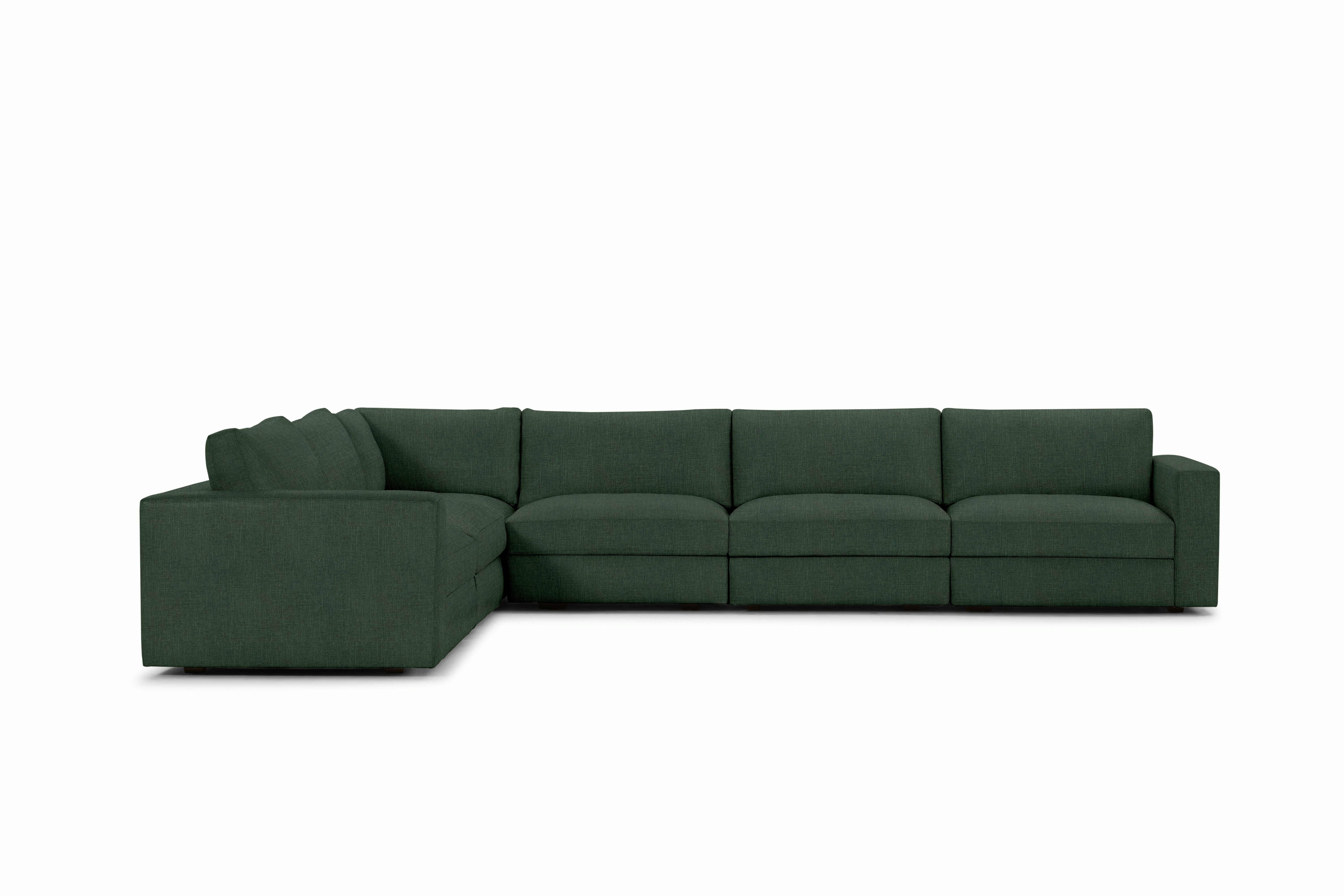 Reid Corner Sectional - L-Shaped Six Seater Sectional,  Standard,  Crypton Robusta,  Basil,  1" Block"