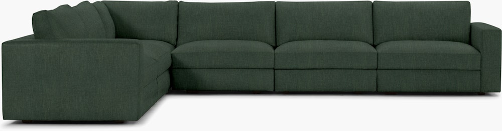 Reid Corner Sectional - L-Shaped Six Seater Sectional,  Standard,  Crypton Robusta,  Basil,  1" Block"