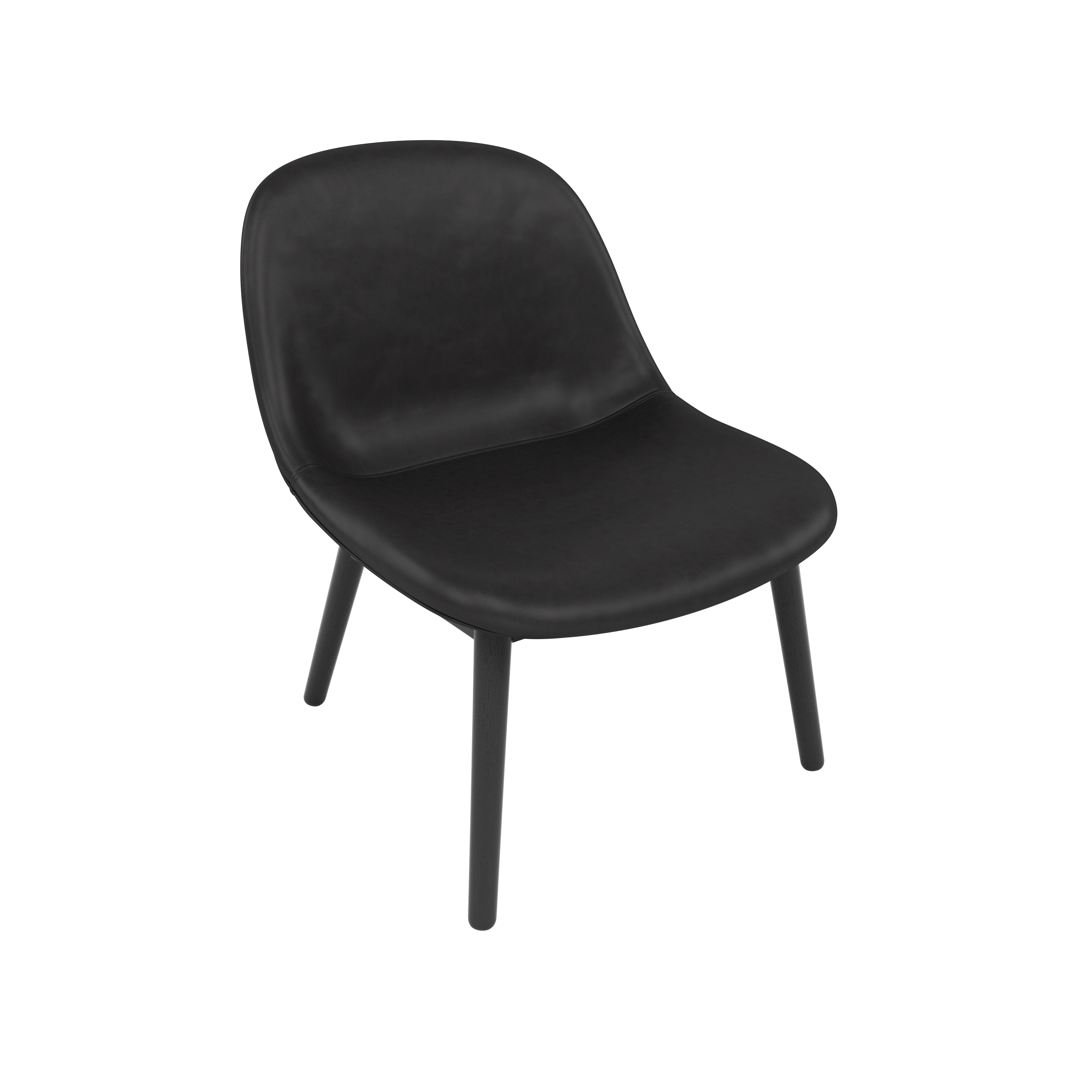 Fiber Lounge Chair - Lounge Chair,  Refine Leather,  Black,  Black Oak