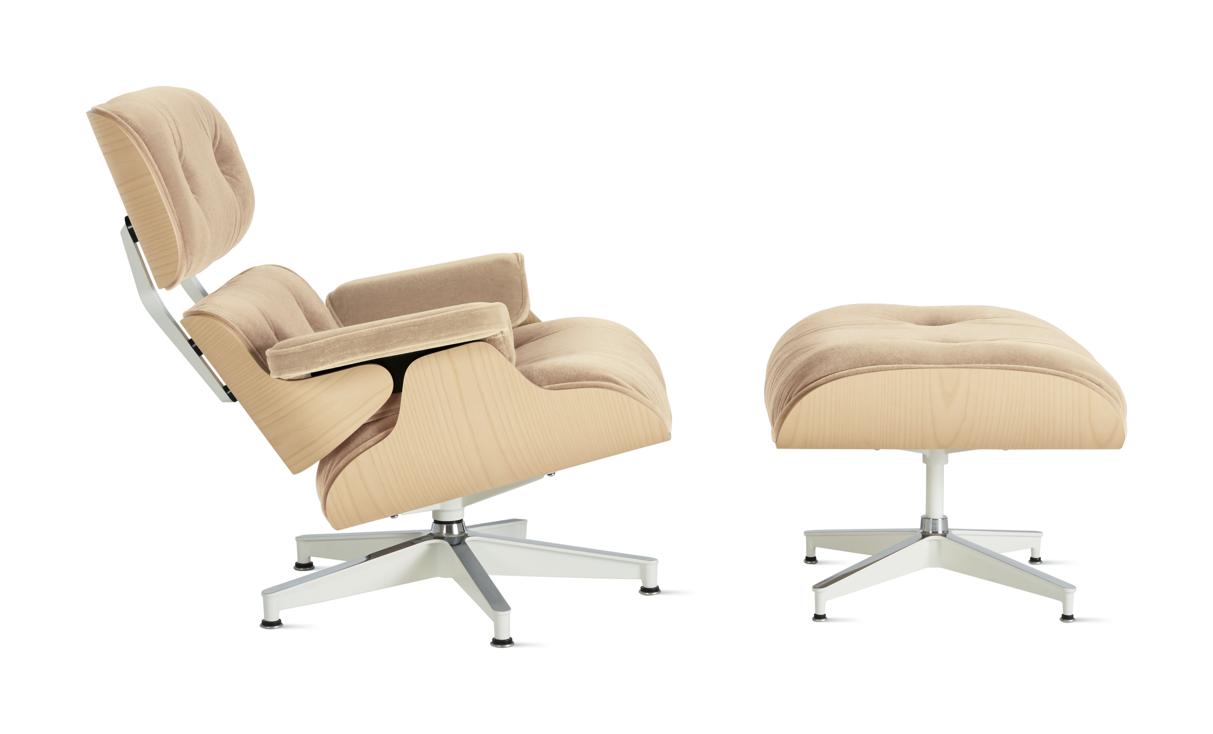Eames Lounge & Ottoman  - White Ash,  Mohair Supreme,  Capiz