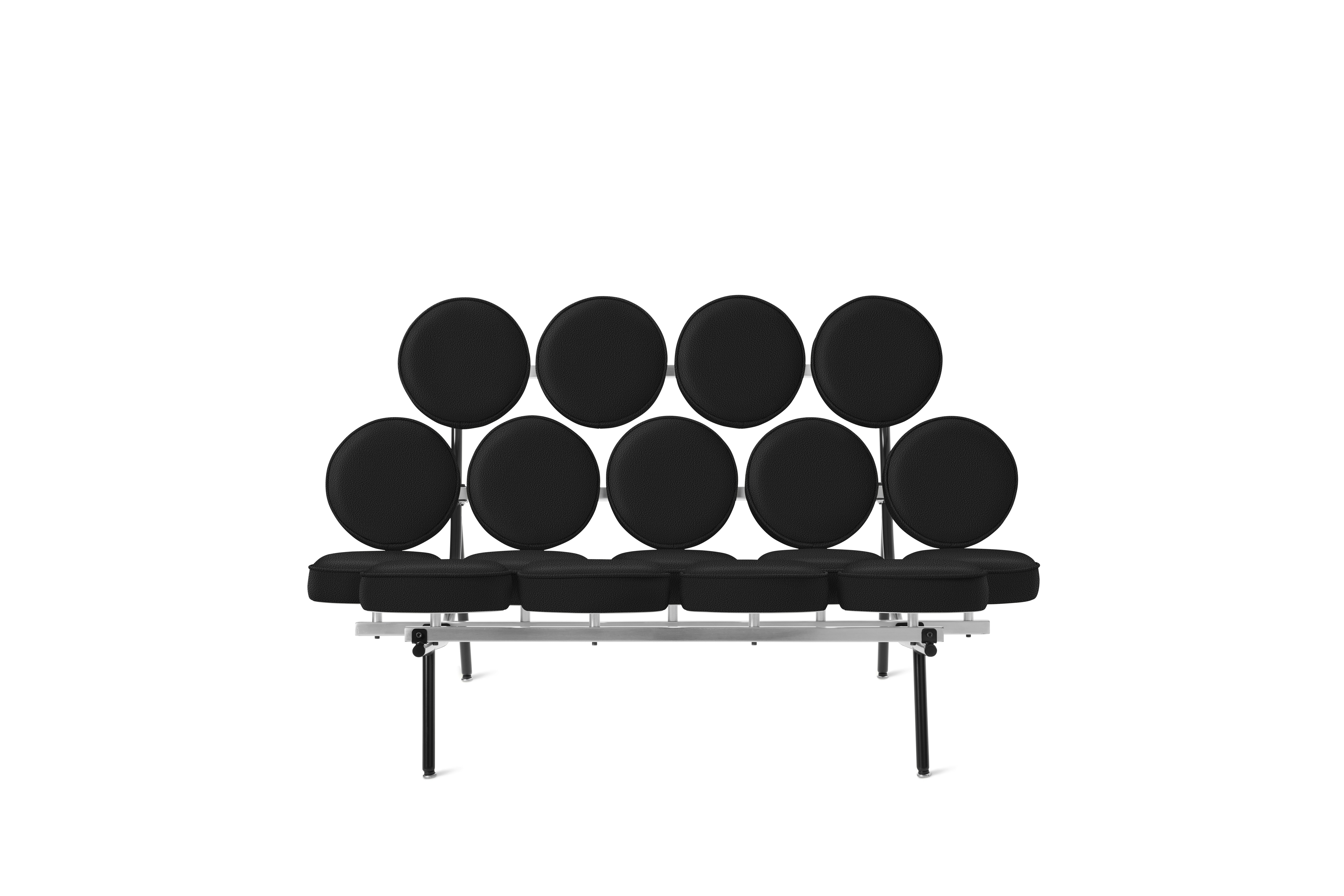 Nelson Marshmallow Sofa - Prone Leather,  Obsidian