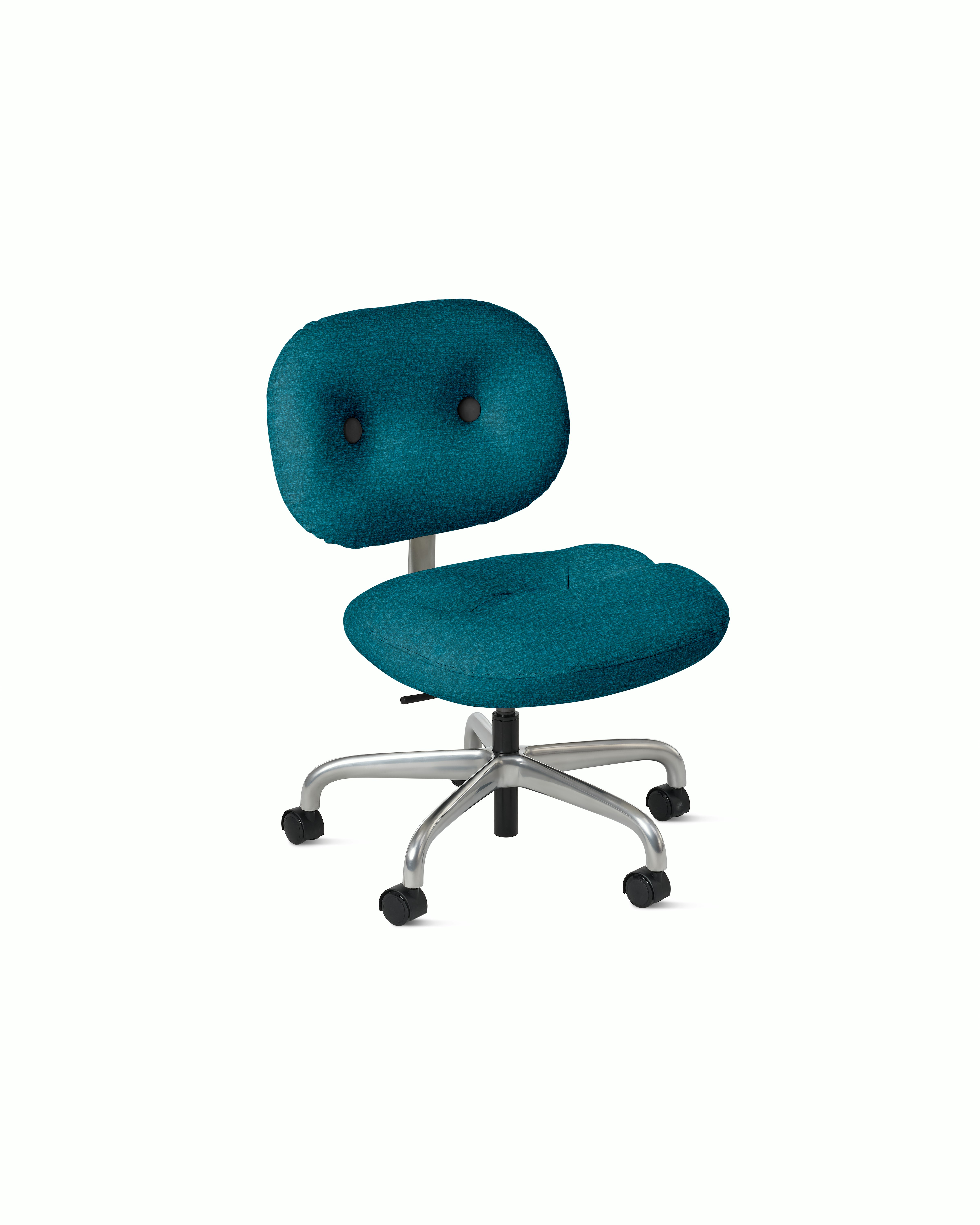 Morrison Hannah Task Chair - Without Arms,  Knoll Boucle,  Aegean,  Half Polished Aluminum,  Soft Caster FSC Certified