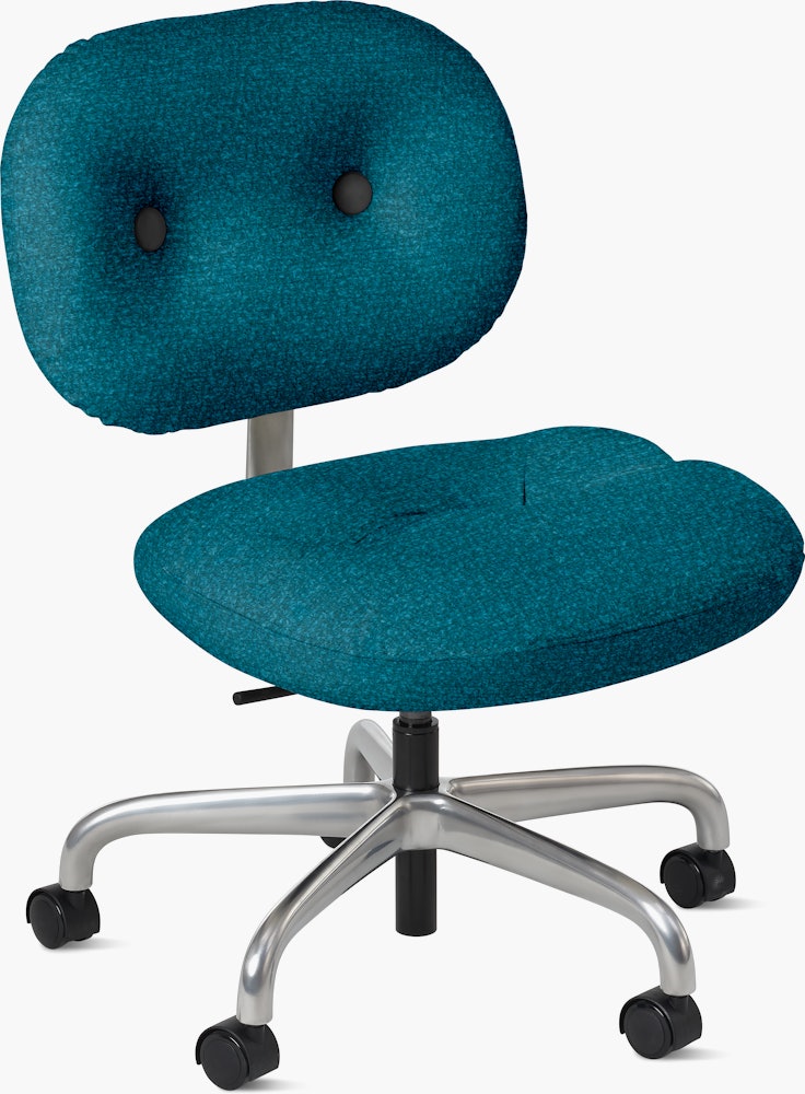 Morrison Hannah Task Chair - Without Arms,  Knoll Boucle,  Aegean,  Half Polished Aluminum,  Soft Caster FSC Certified