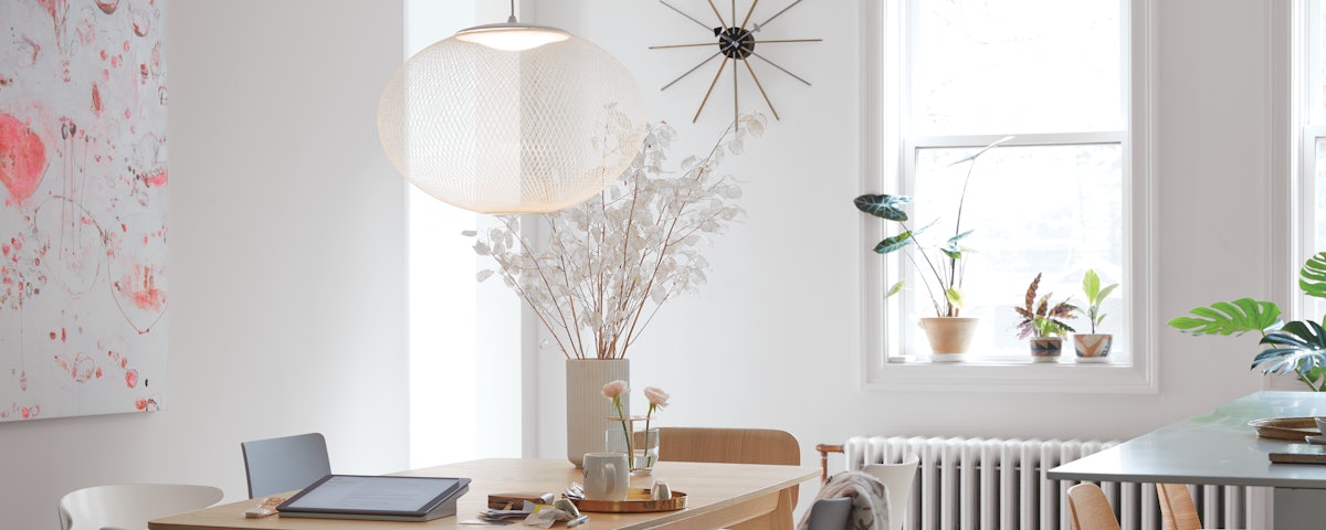 NR2 Pendant over Dulwich Extension Table with HAY Chairs in a dining room setting